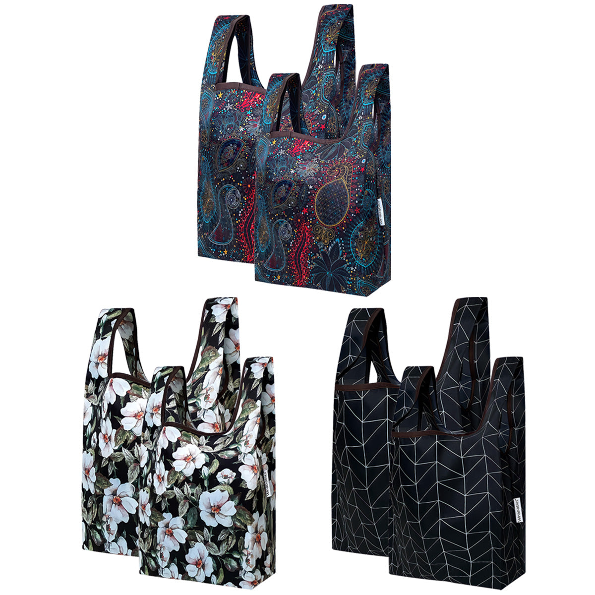 Wrapables JoliBag Nylon Reusable Grocery Bag, Set of 6