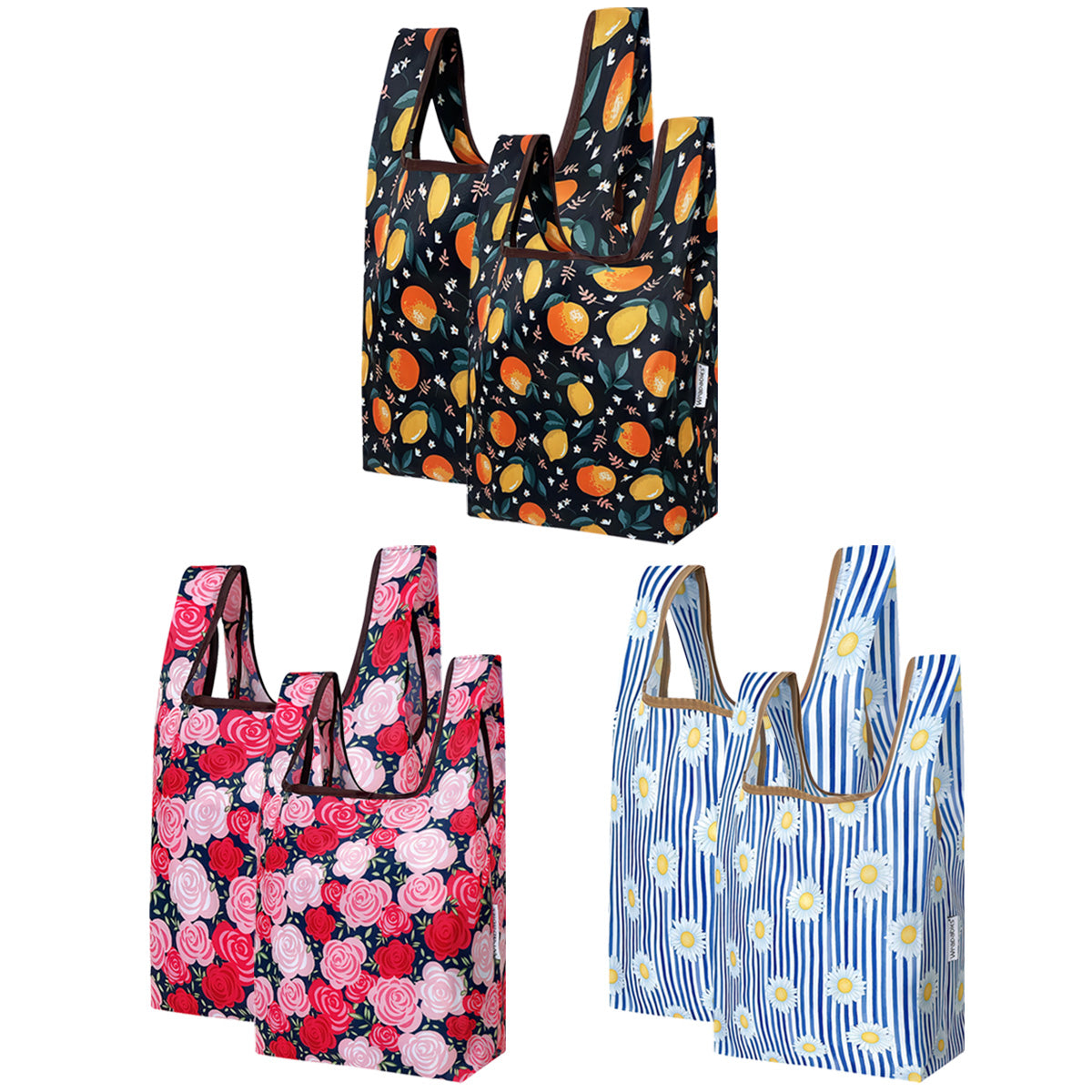 Wrapables JoliBag Nylon Reusable Grocery Bag, Set of 6
