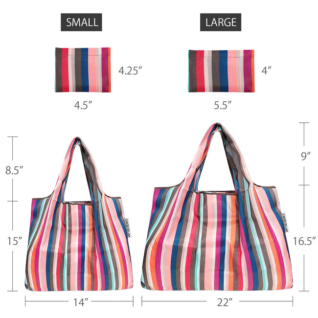 Wrapables Large & Small Foldable Tote Nylon Reusable Grocery Bags, Set of 2