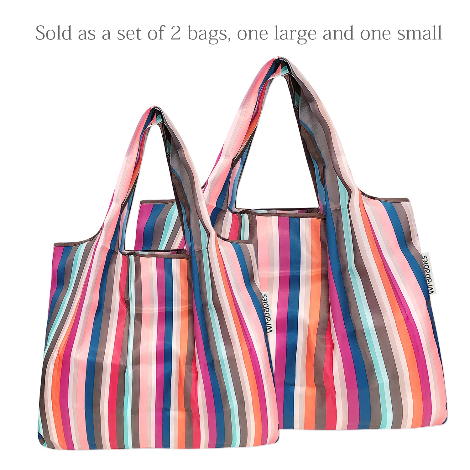 Wrapables Large & Small Foldable Tote Nylon Reusable Grocery Bags, Set of 2