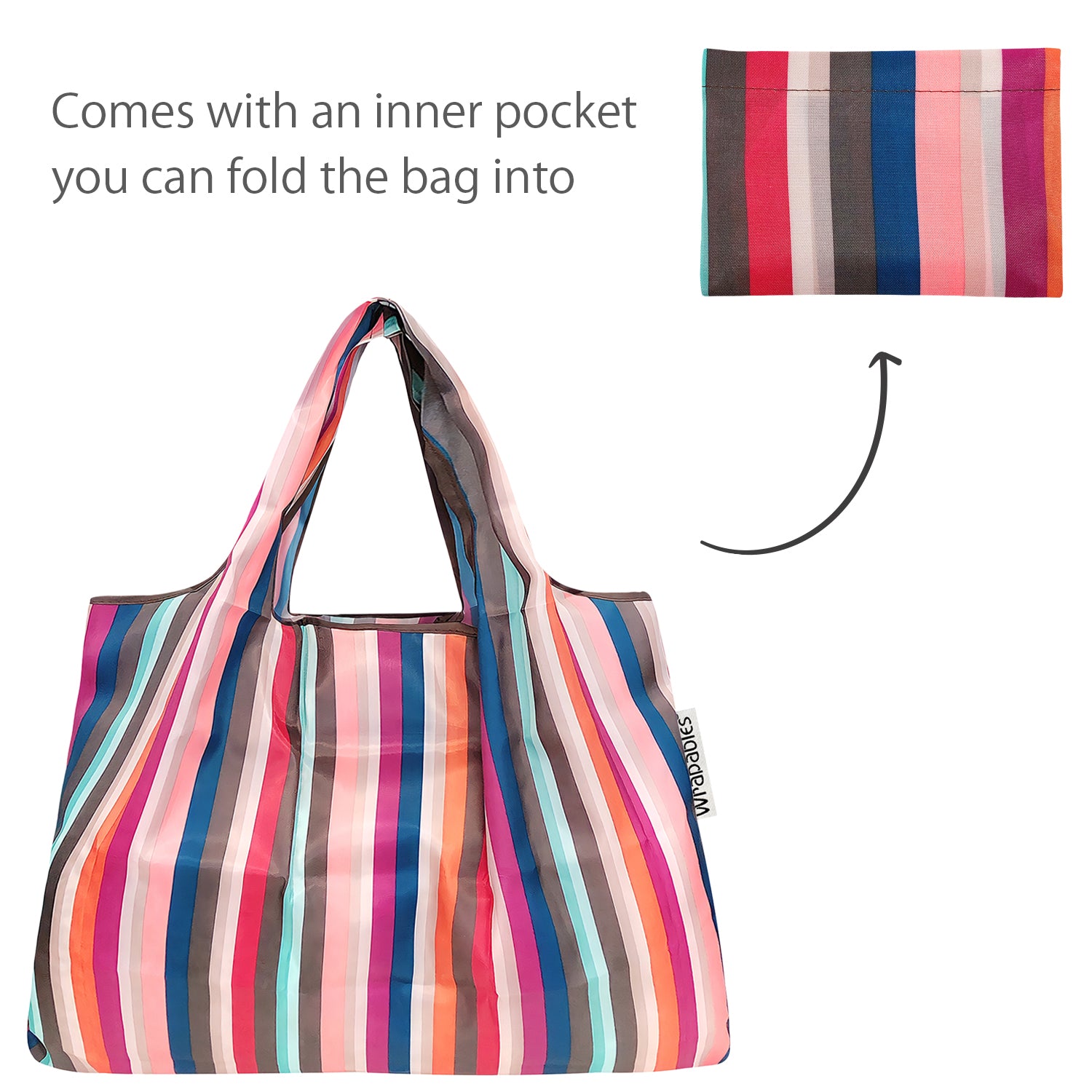 Wrapables Large & Small Foldable Tote Nylon Reusable Grocery Bags, Set of 2