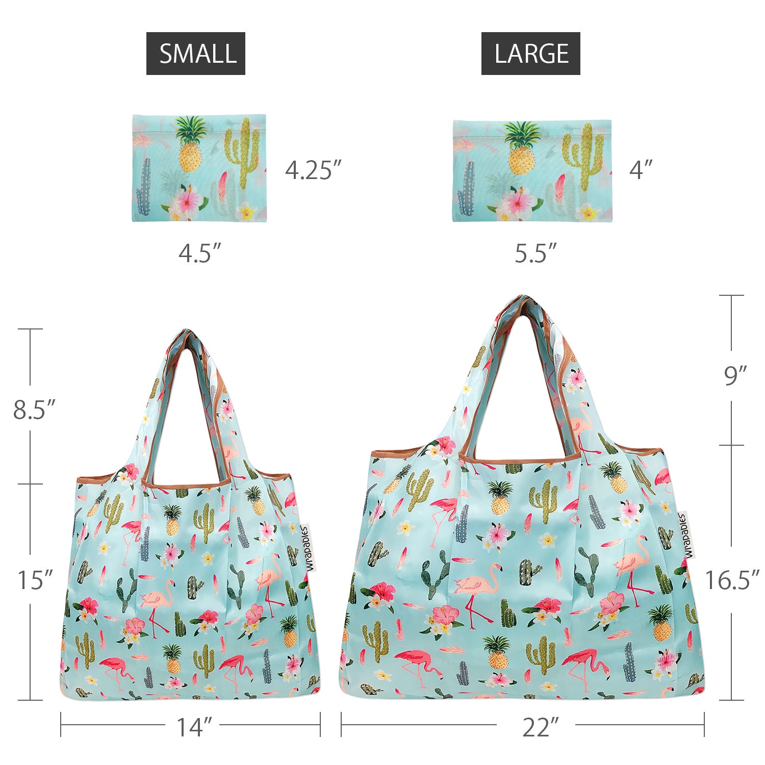 Wrapables Large & Small Foldable Tote Nylon Reusable Grocery Bags, Set of 2