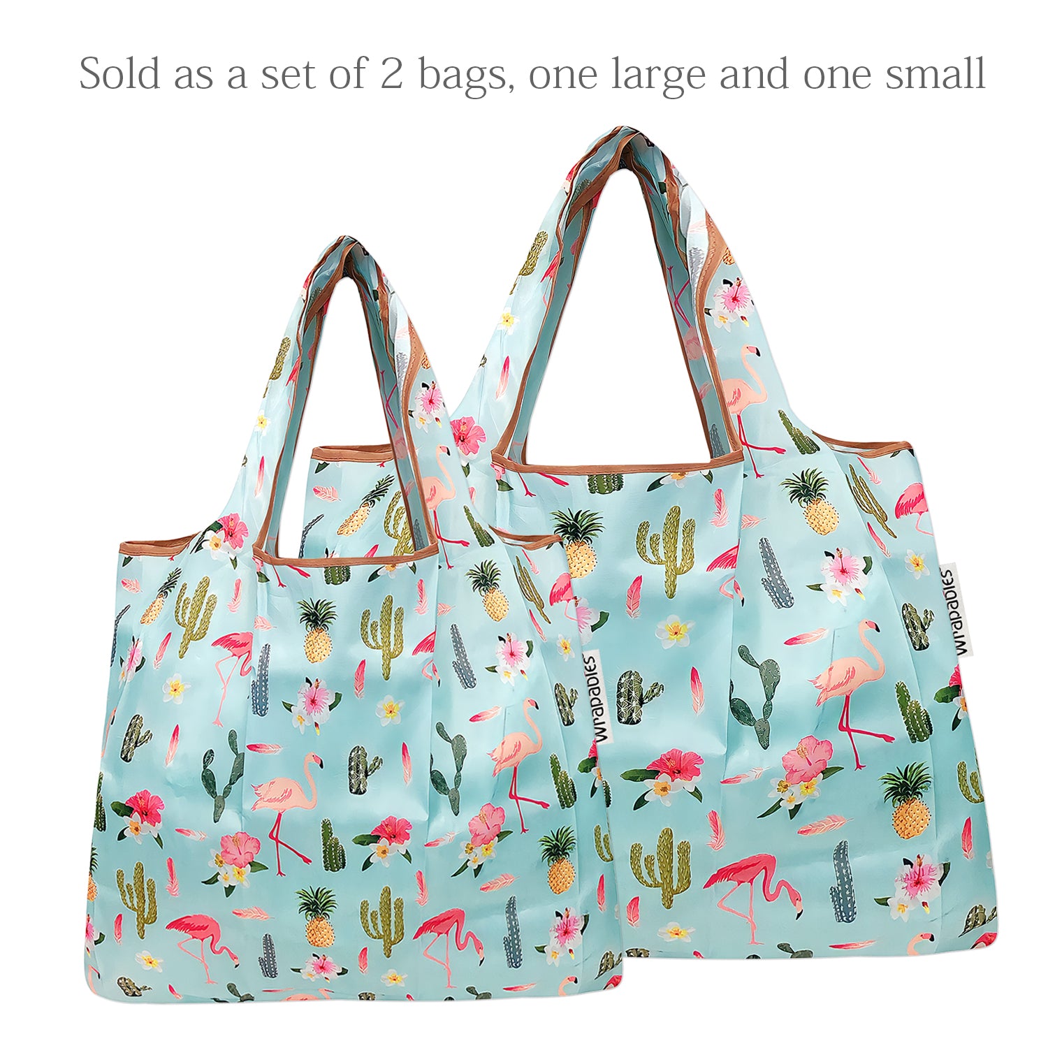 Wrapables Large & Small Foldable Tote Nylon Reusable Grocery Bags, Set of 2