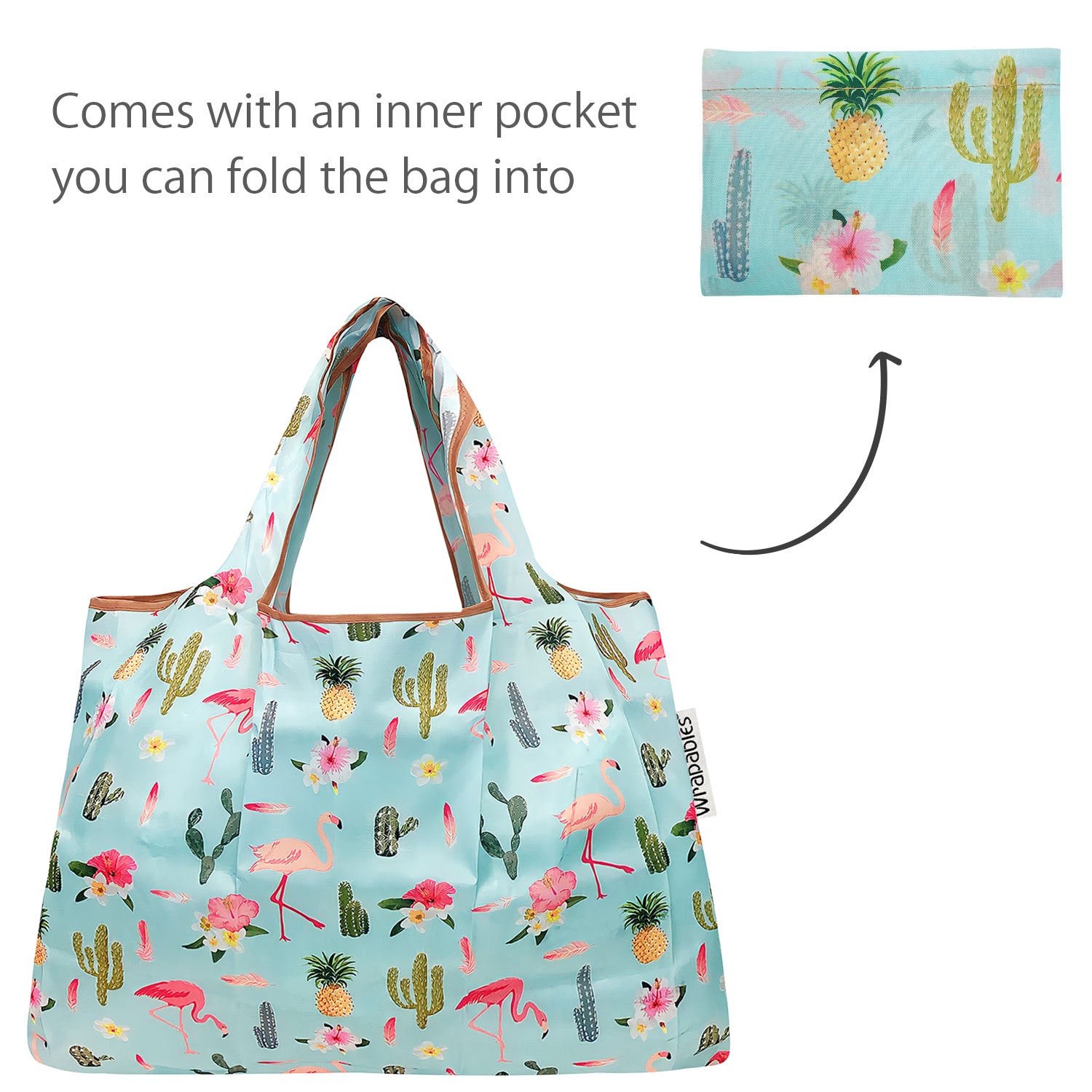 Wrapables Large & Small Foldable Tote Nylon Reusable Grocery Bags, Set of 2