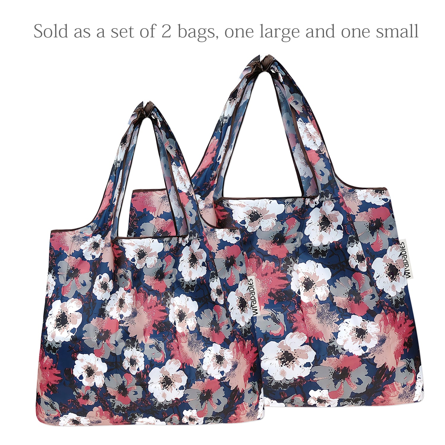 Wrapables Large & Small Foldable Tote Nylon Reusable Grocery Bags, Set of 2