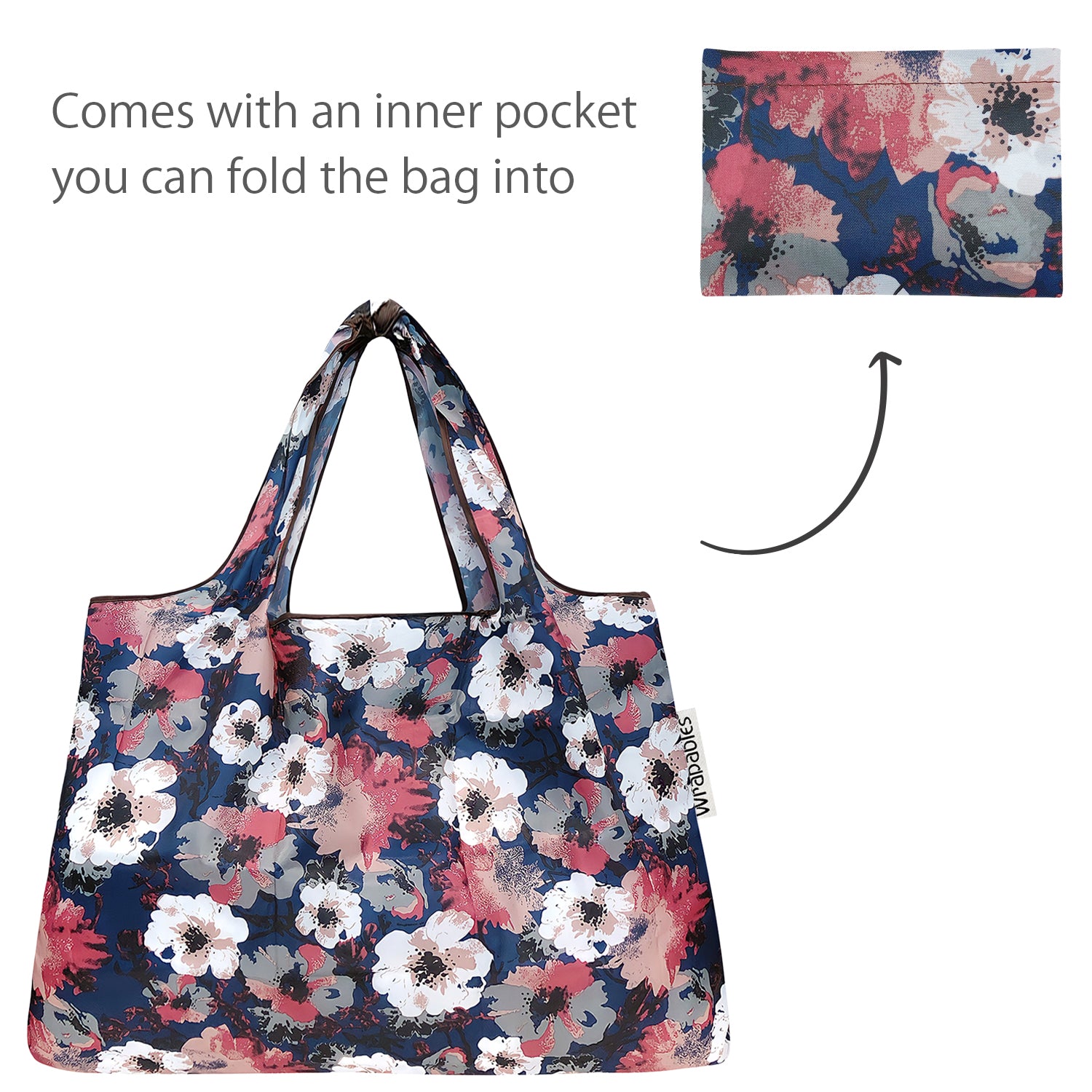 Wrapables Large & Small Foldable Tote Nylon Reusable Grocery Bags, Set of 2