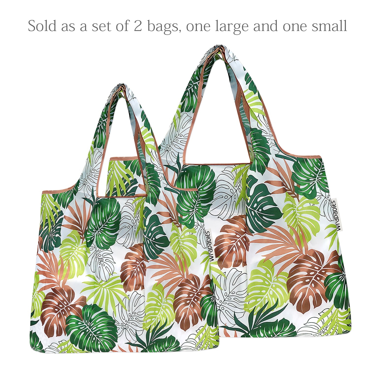 Wrapables Large & Small Foldable Tote Nylon Reusable Grocery Bags, Set of 2
