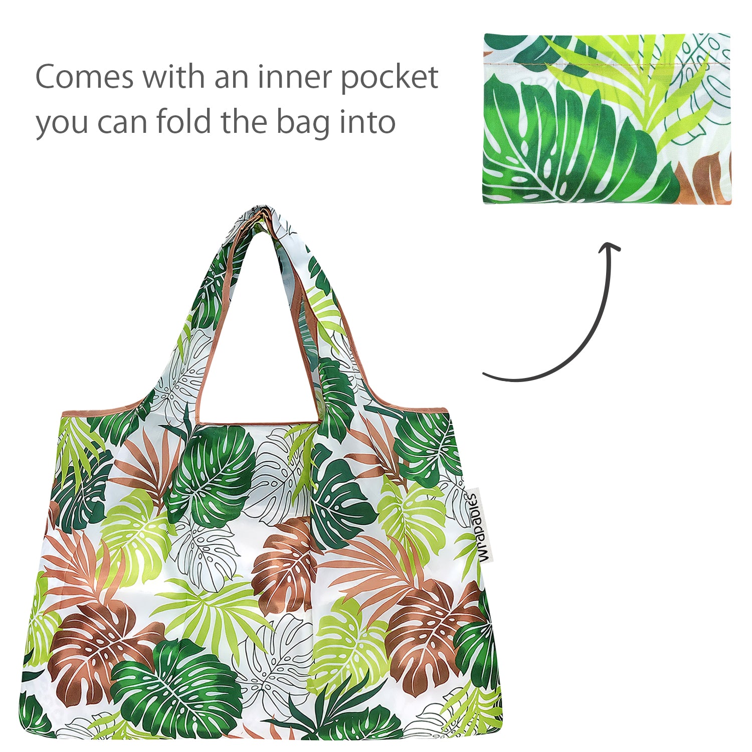 Wrapables Large & Small Foldable Tote Nylon Reusable Grocery Bags, Set of 2