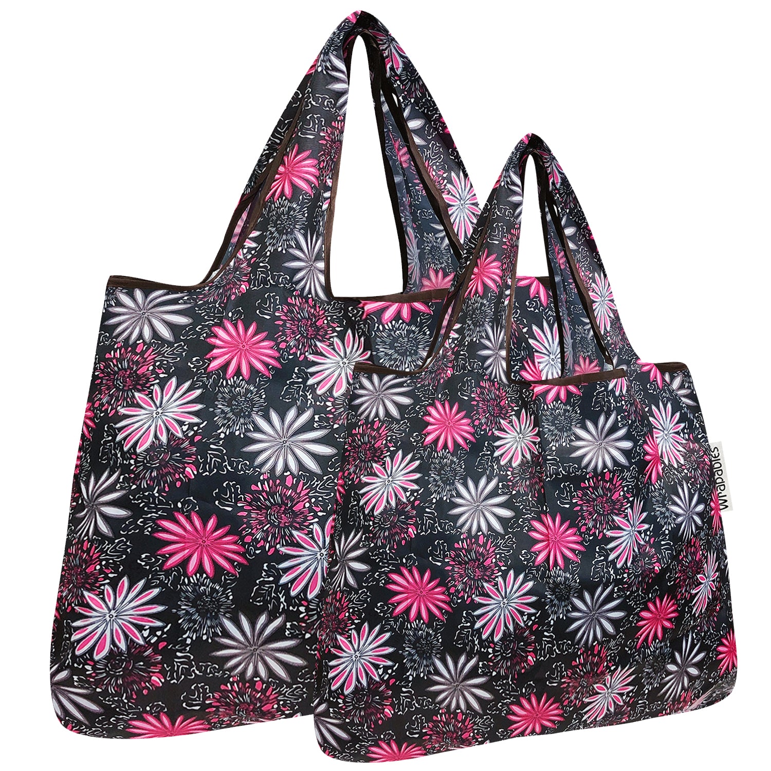 Wrapables Large & Small Foldable Tote Nylon Reusable Grocery Bags, Set of 2