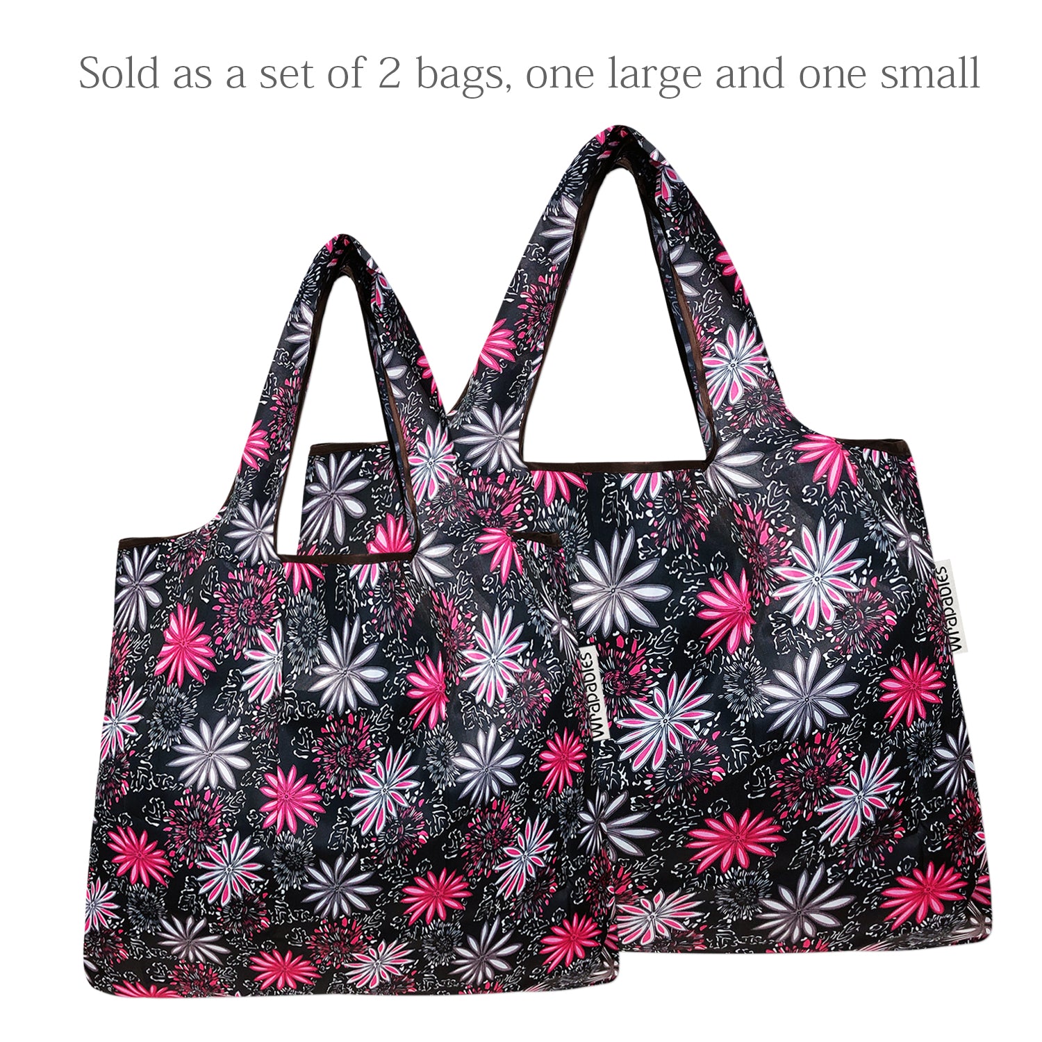 Wrapables Large & Small Foldable Tote Nylon Reusable Grocery Bags, Set of 2