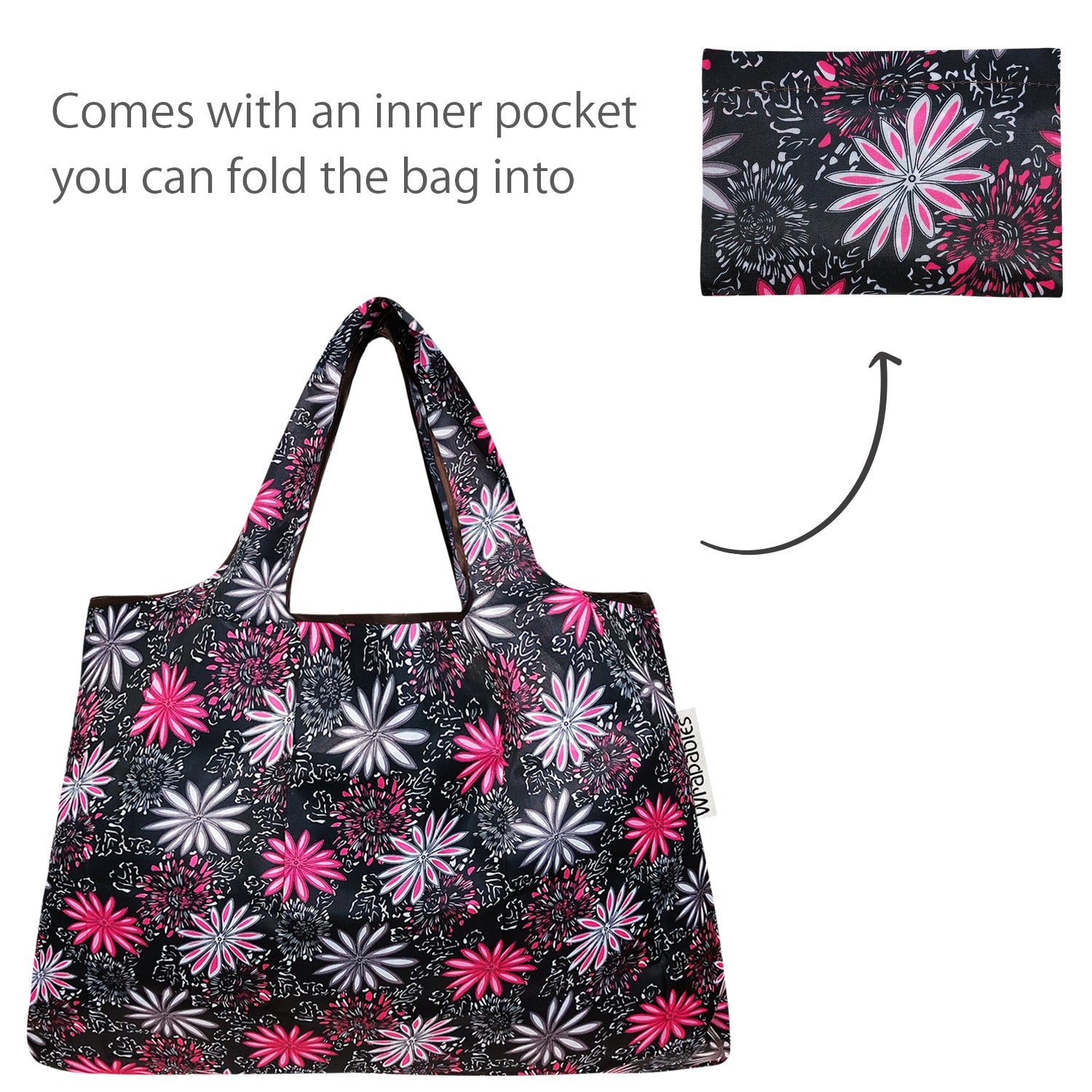 Wrapables Large & Small Foldable Tote Nylon Reusable Grocery Bags, Set of 2