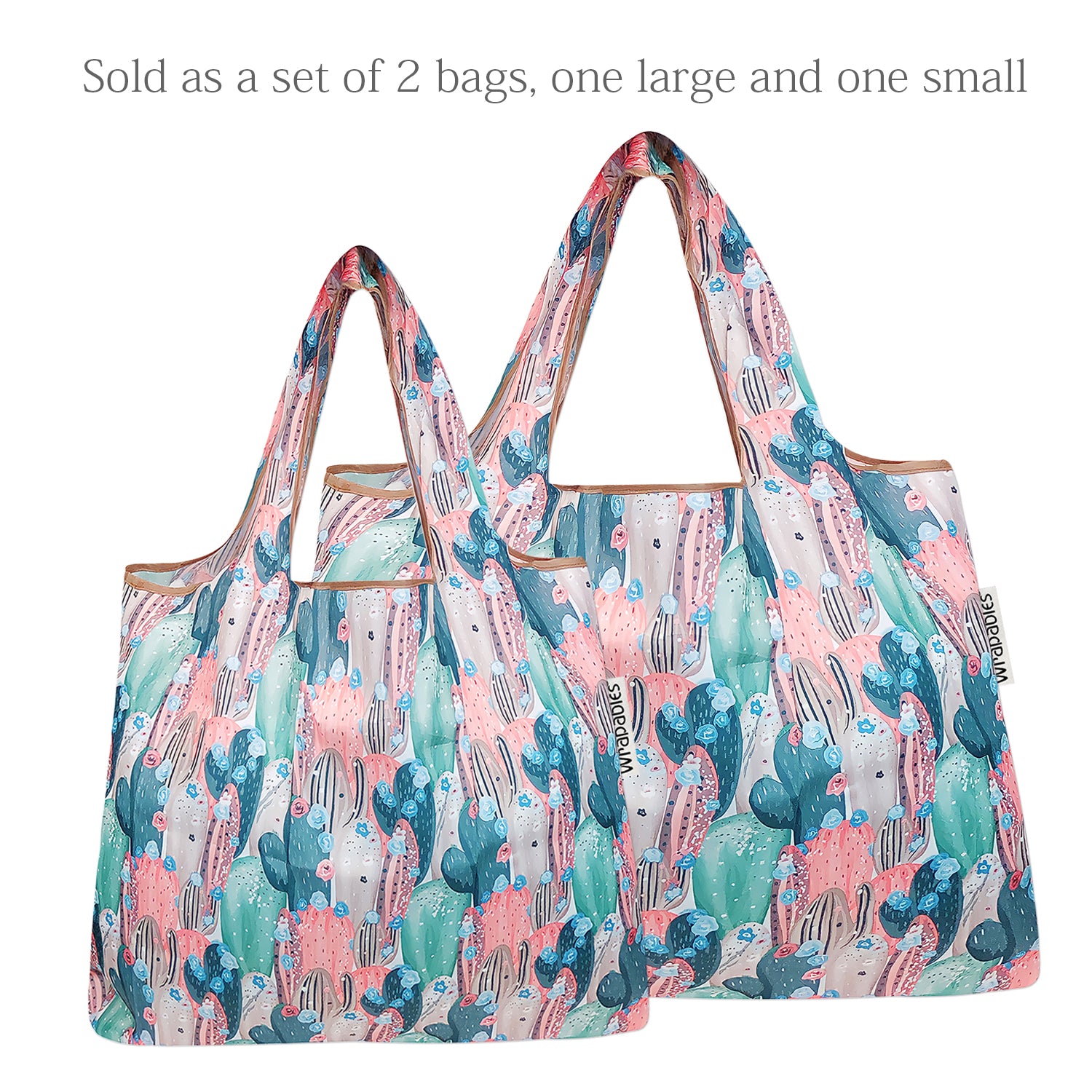 Wrapables Large & Small Foldable Tote Nylon Reusable Grocery Bags, Set of 2