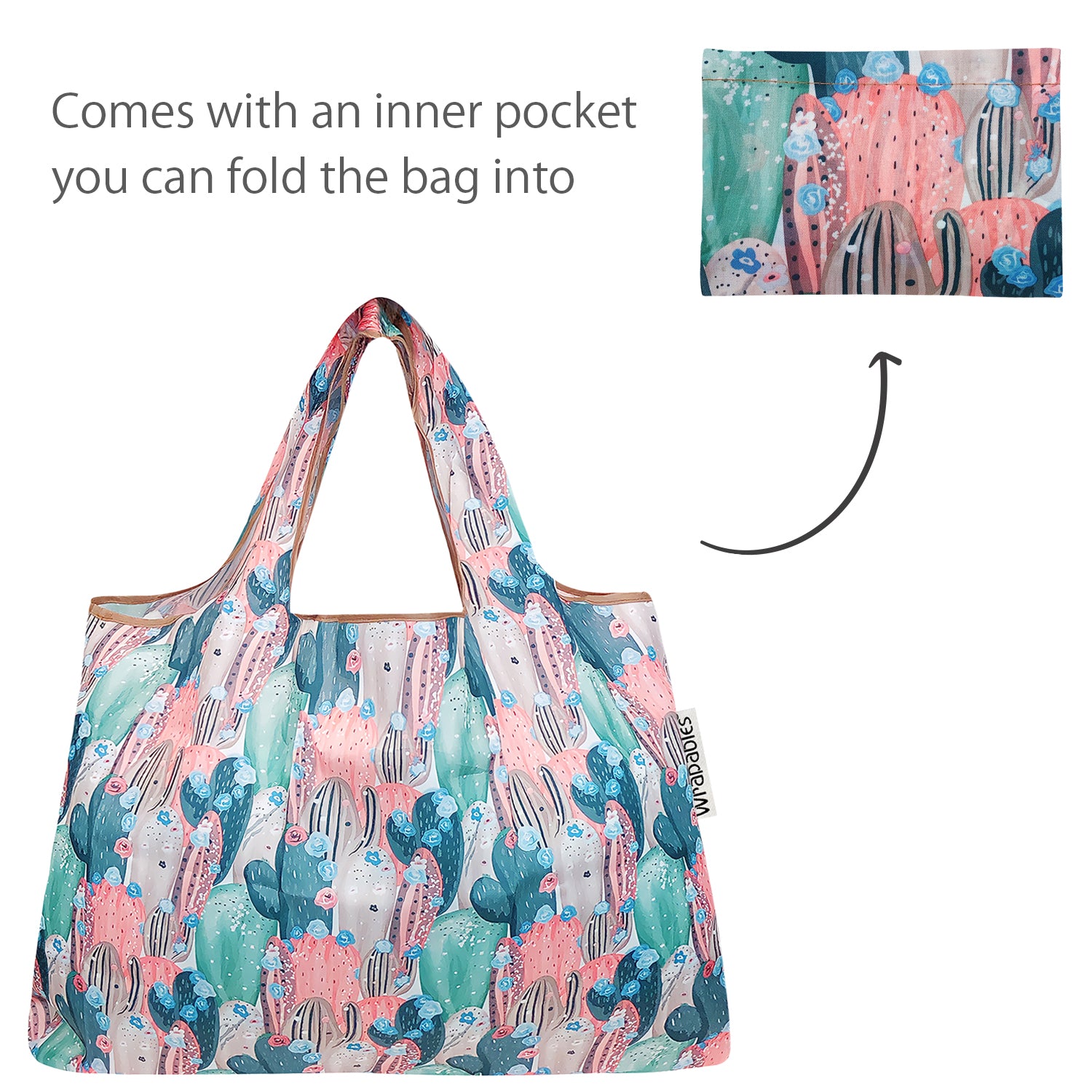 Wrapables Large & Small Foldable Tote Nylon Reusable Grocery Bags, Set of 2