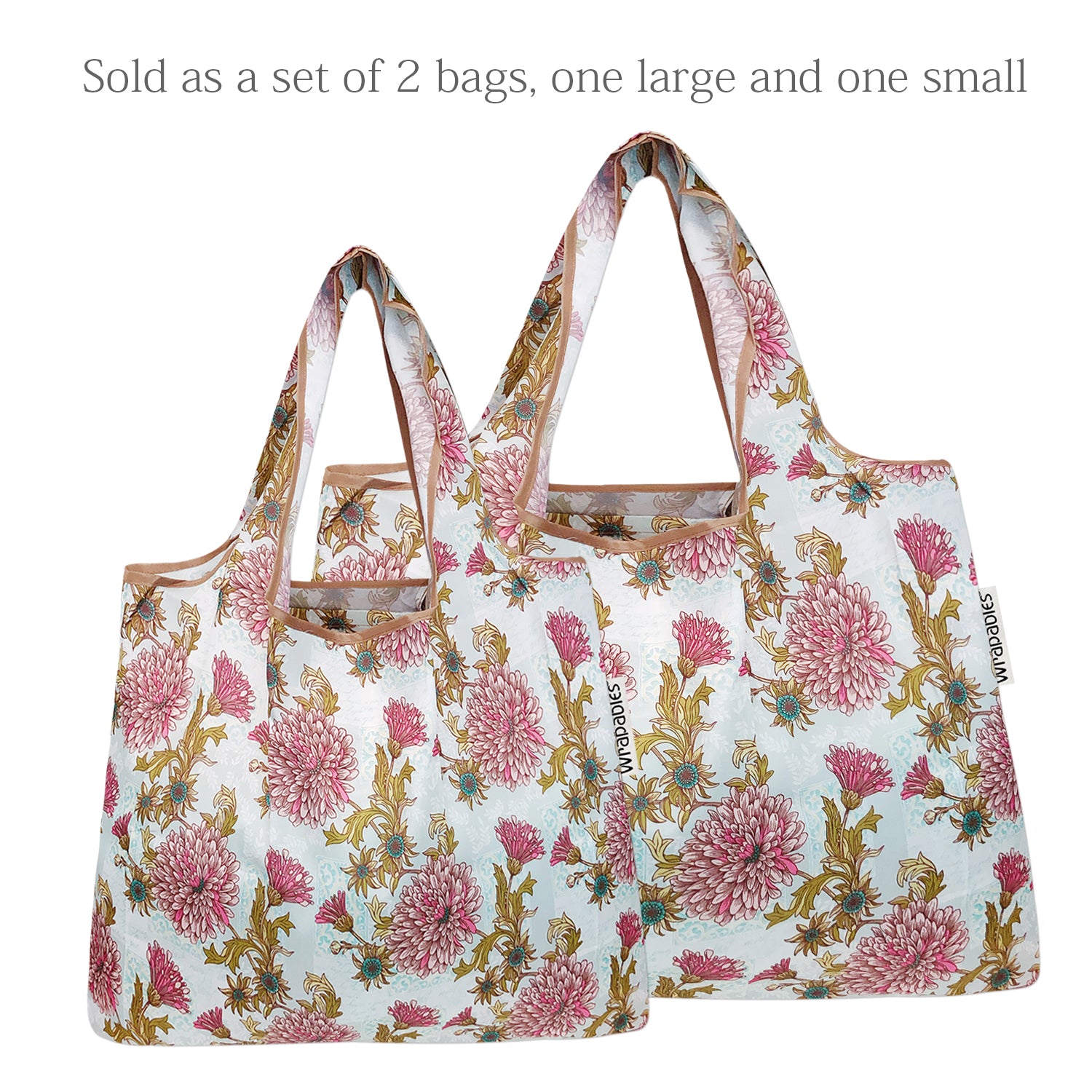 Wrapables Large & Small Foldable Tote Nylon Reusable Grocery Bags, Set of 2