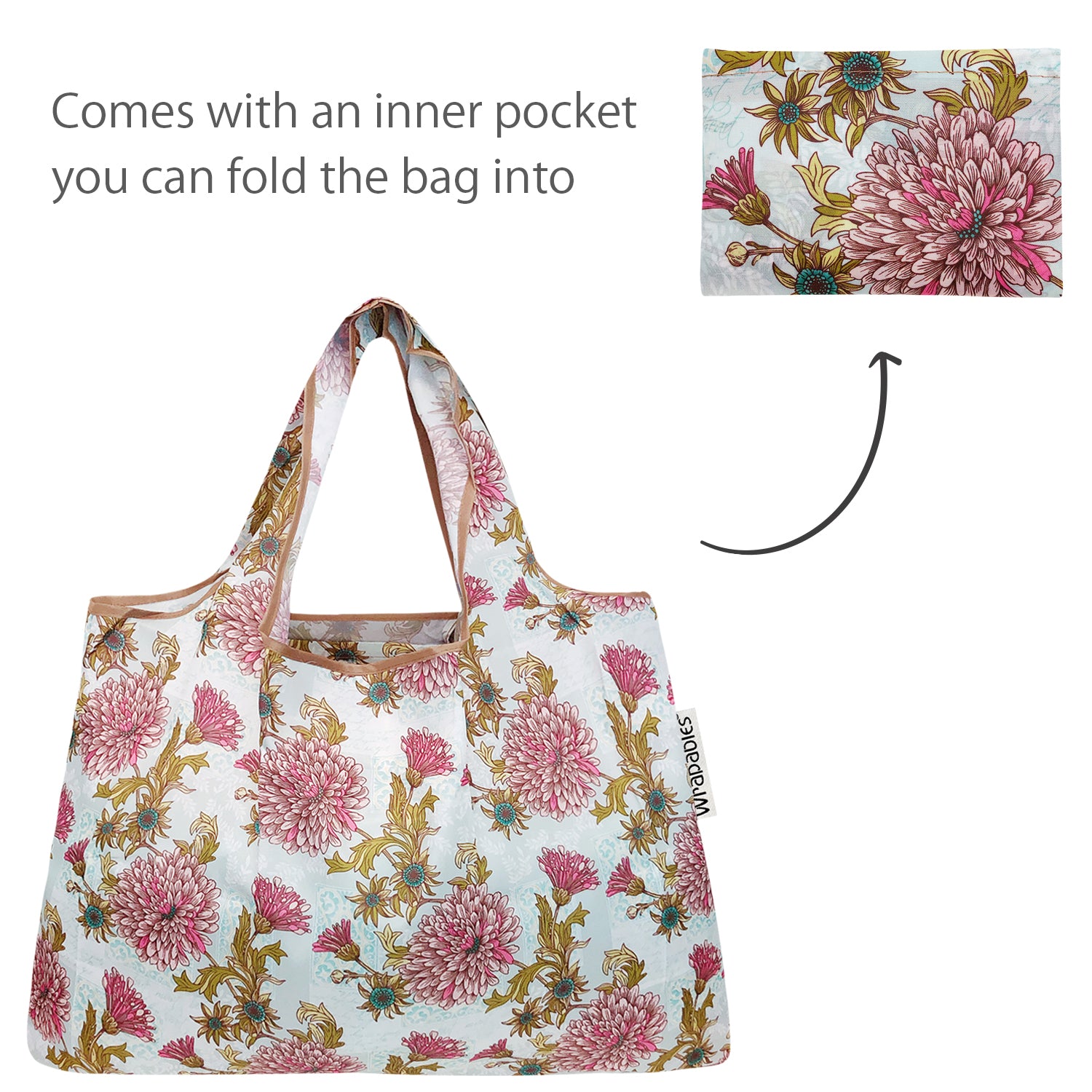 Wrapables Large & Small Foldable Tote Nylon Reusable Grocery Bags, Set of 2