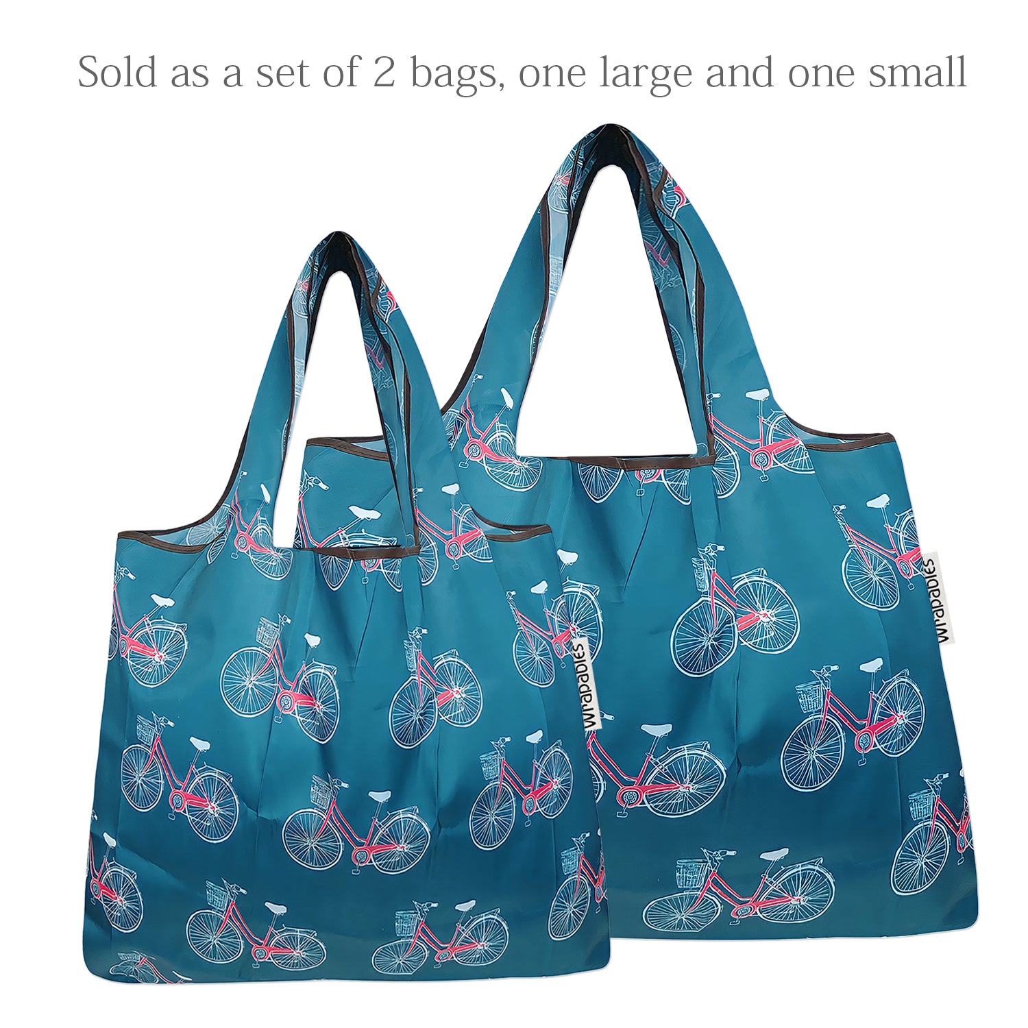 Wrapables Large & Small Foldable Tote Nylon Reusable Grocery Bags, Set of 2