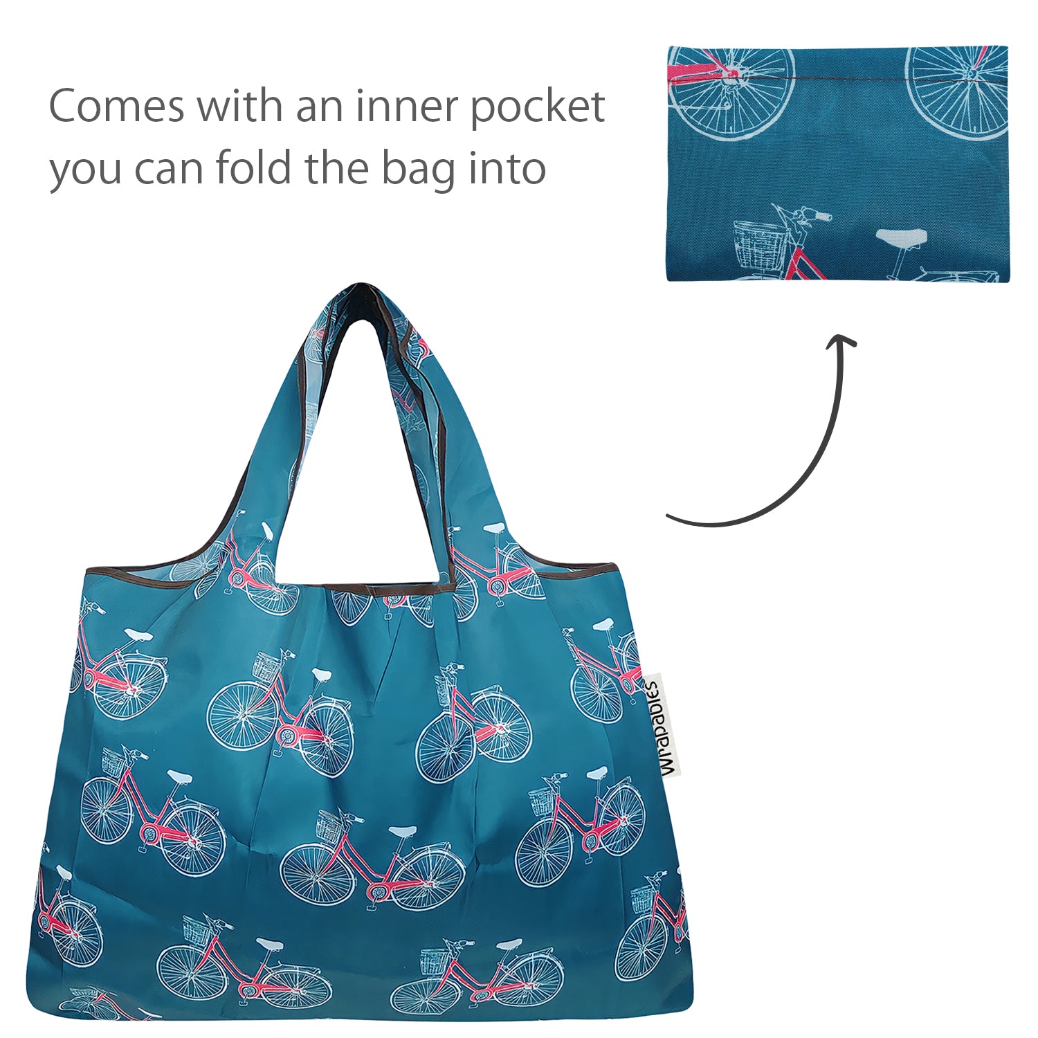 Wrapables Large & Small Foldable Tote Nylon Reusable Grocery Bags, Set of 2