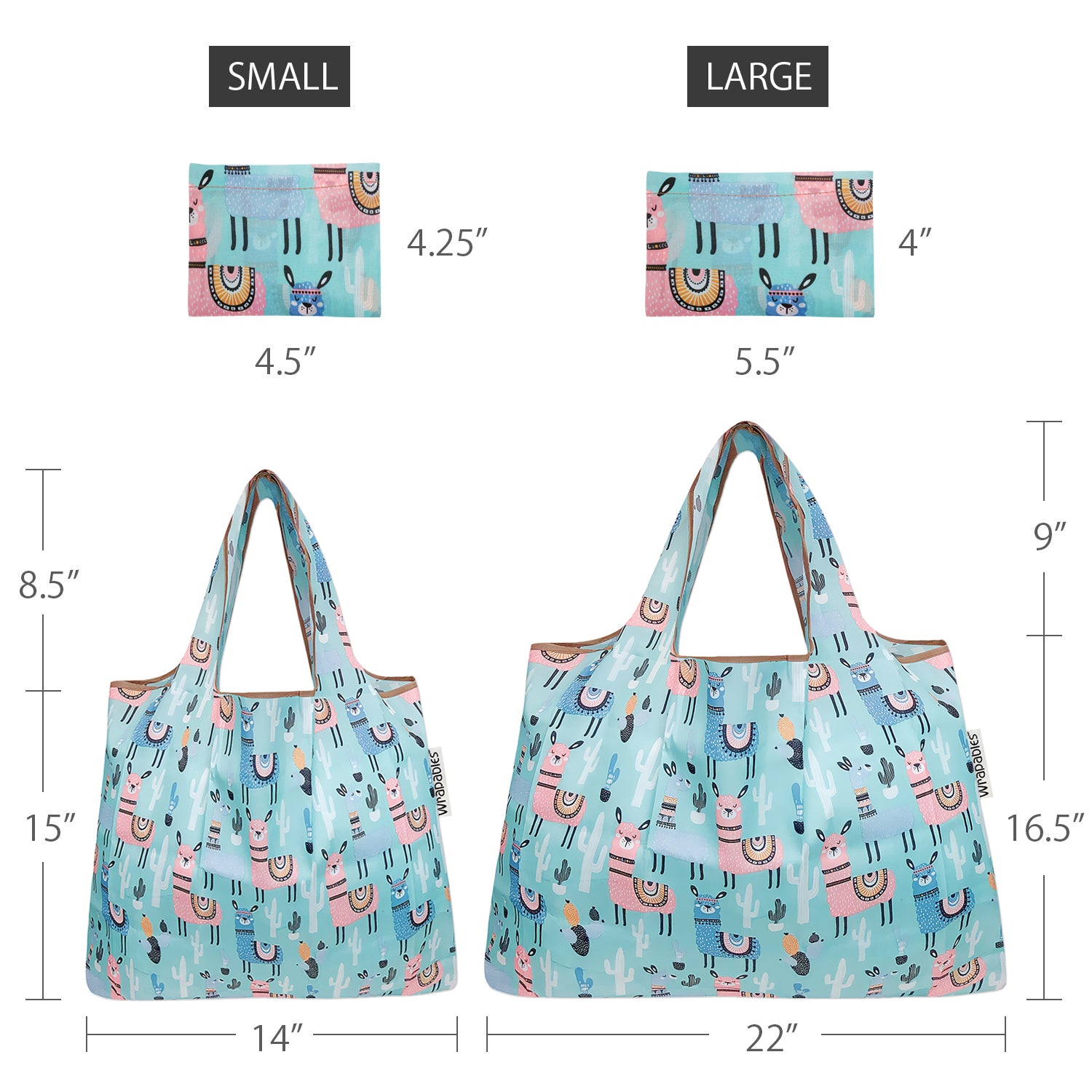Wrapables Large & Small Foldable Tote Nylon Reusable Grocery Bags, Set of 2