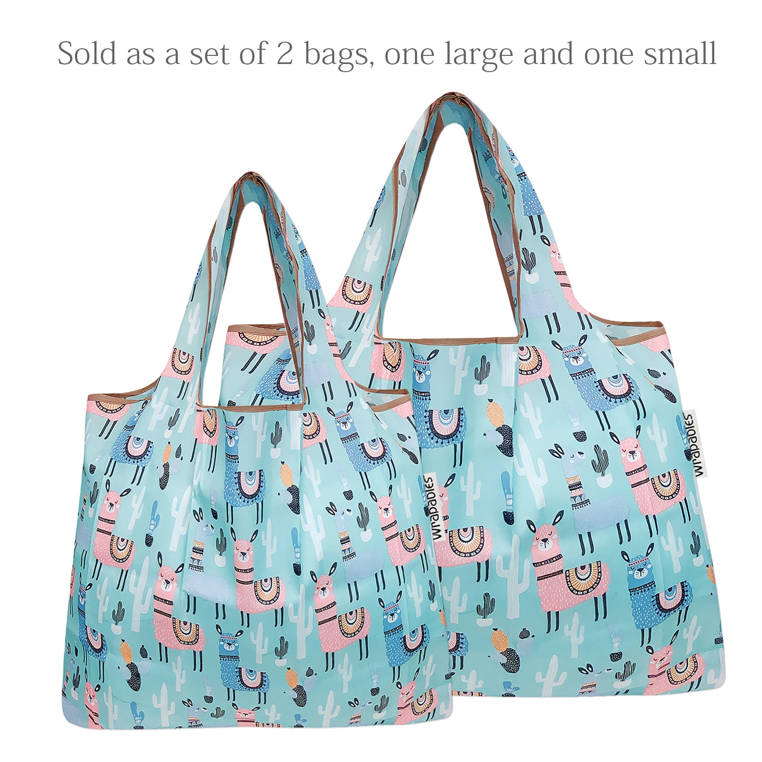 Wrapables Large & Small Foldable Tote Nylon Reusable Grocery Bags, Set of 2