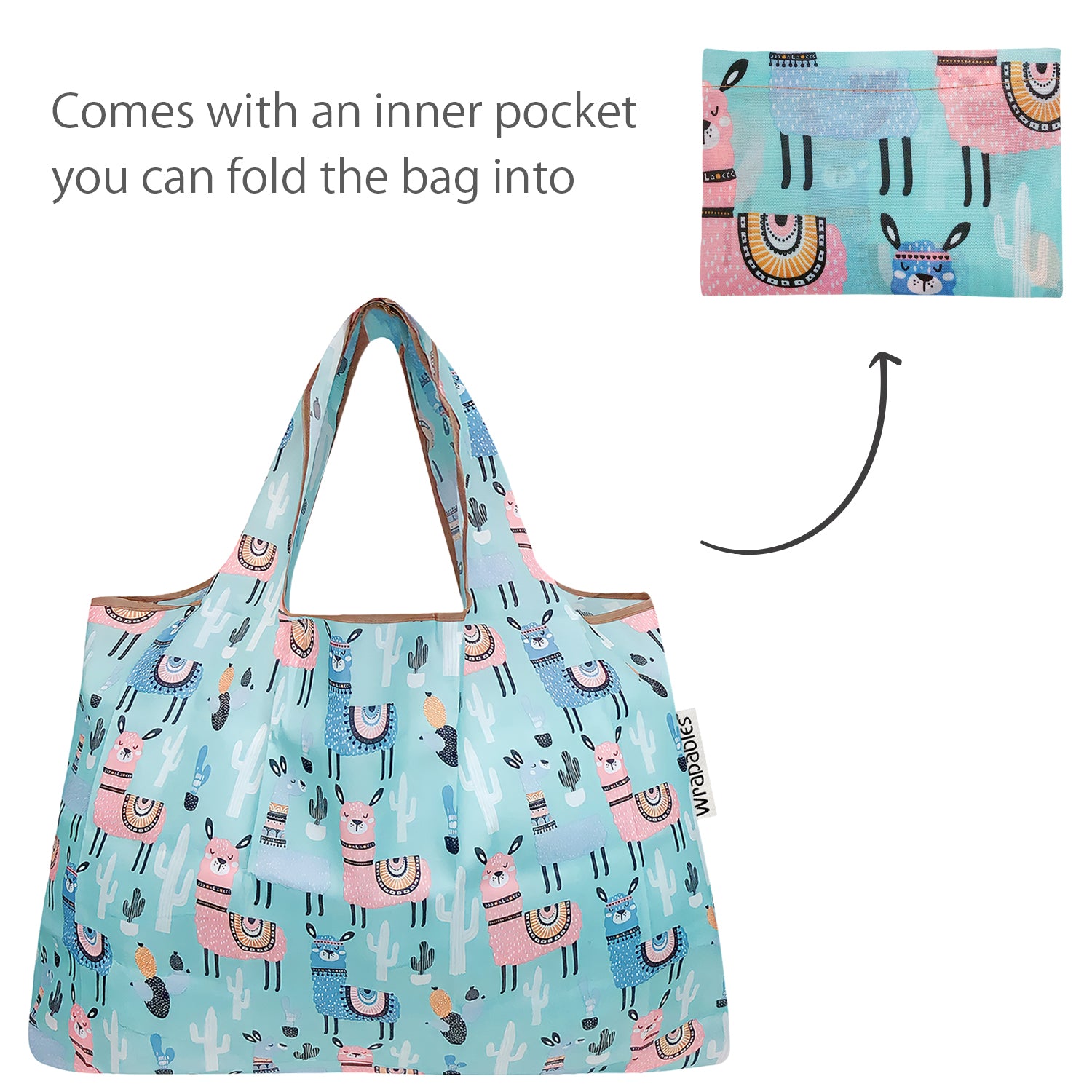 Wrapables Large & Small Foldable Tote Nylon Reusable Grocery Bags, Set of 2