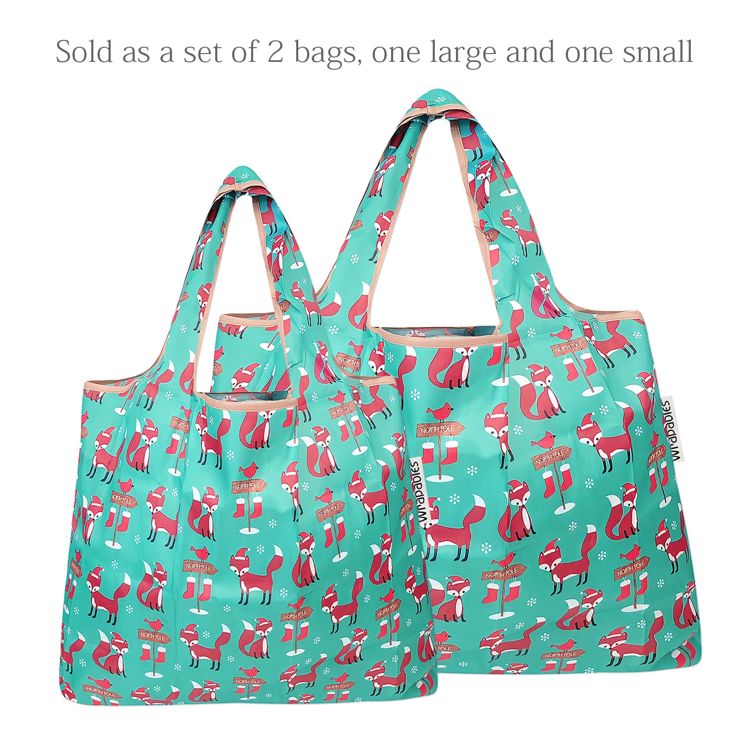 Wrapables Large & Small Foldable Tote Nylon Reusable Grocery Bags, Set of 2