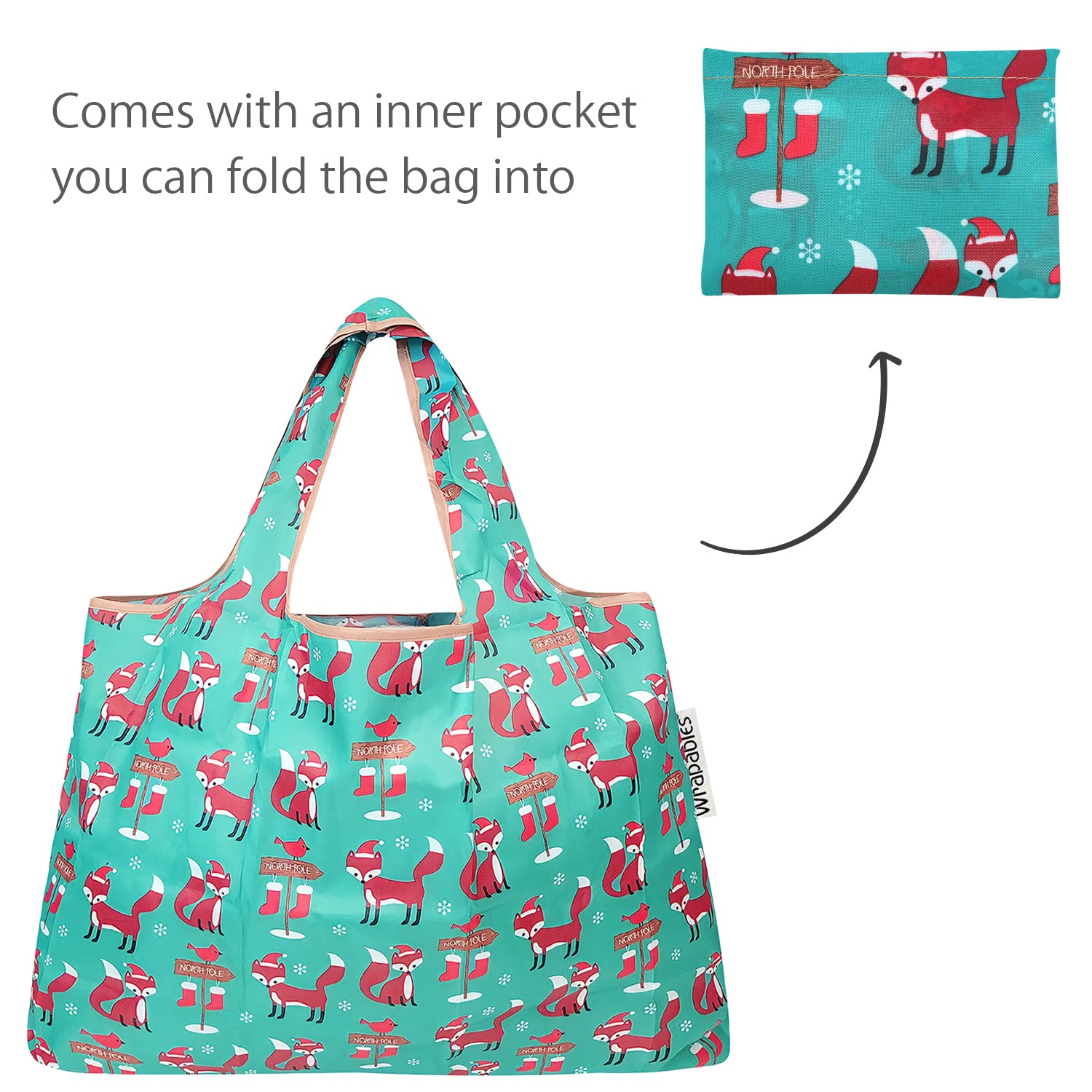 Wrapables Large & Small Foldable Tote Nylon Reusable Grocery Bags, Set of 2