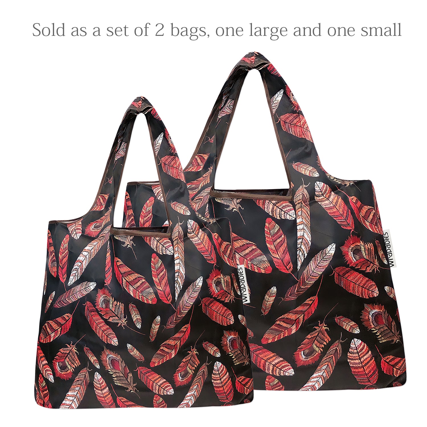 Wrapables Large & Small Foldable Tote Nylon Reusable Grocery Bags, Set of 2