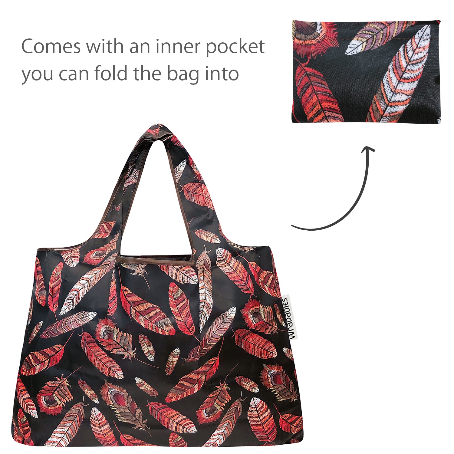 Wrapables Large & Small Foldable Tote Nylon Reusable Grocery Bags, Set of 2