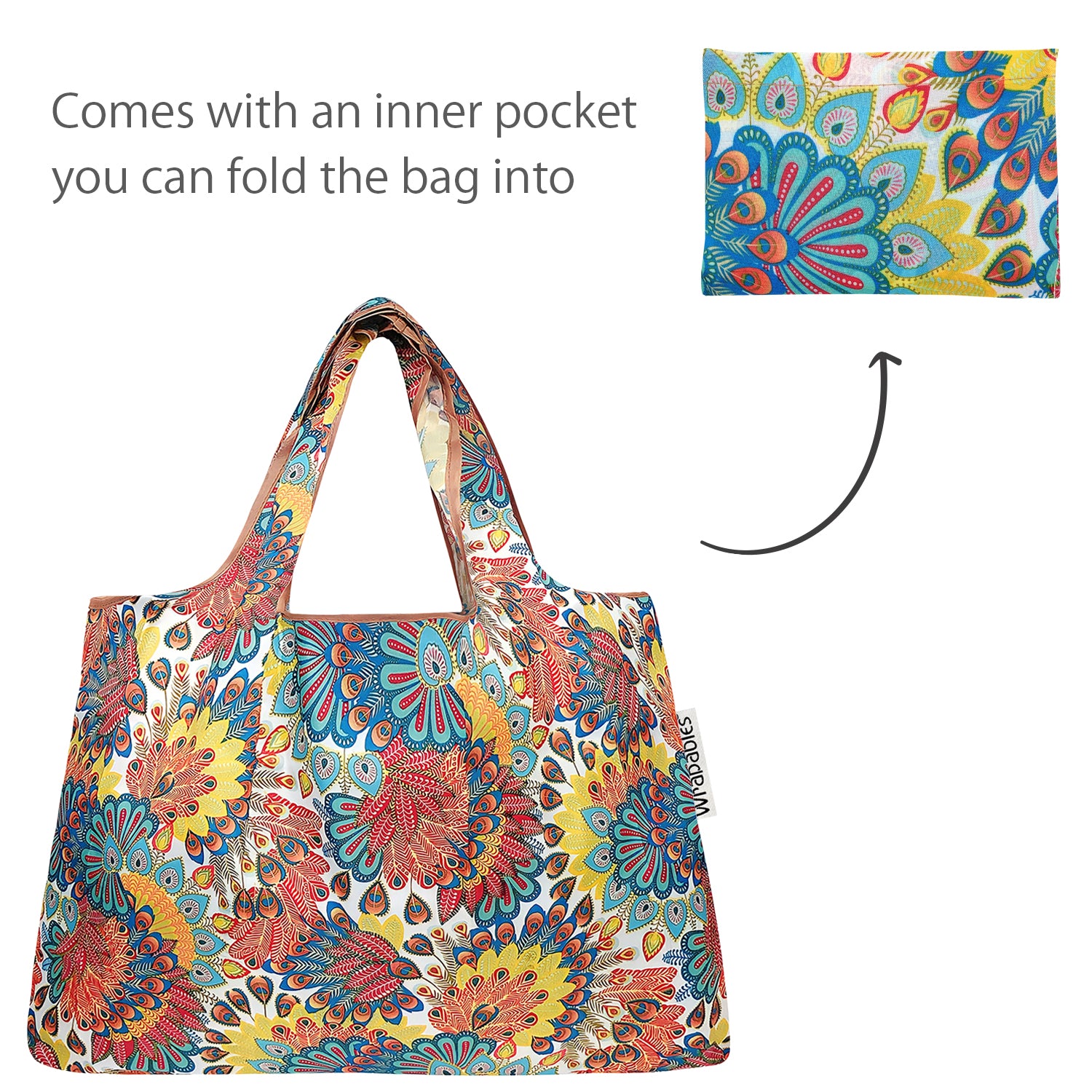 Wrapables Large & Small Foldable Tote Nylon Reusable Grocery Bags, Set of 2