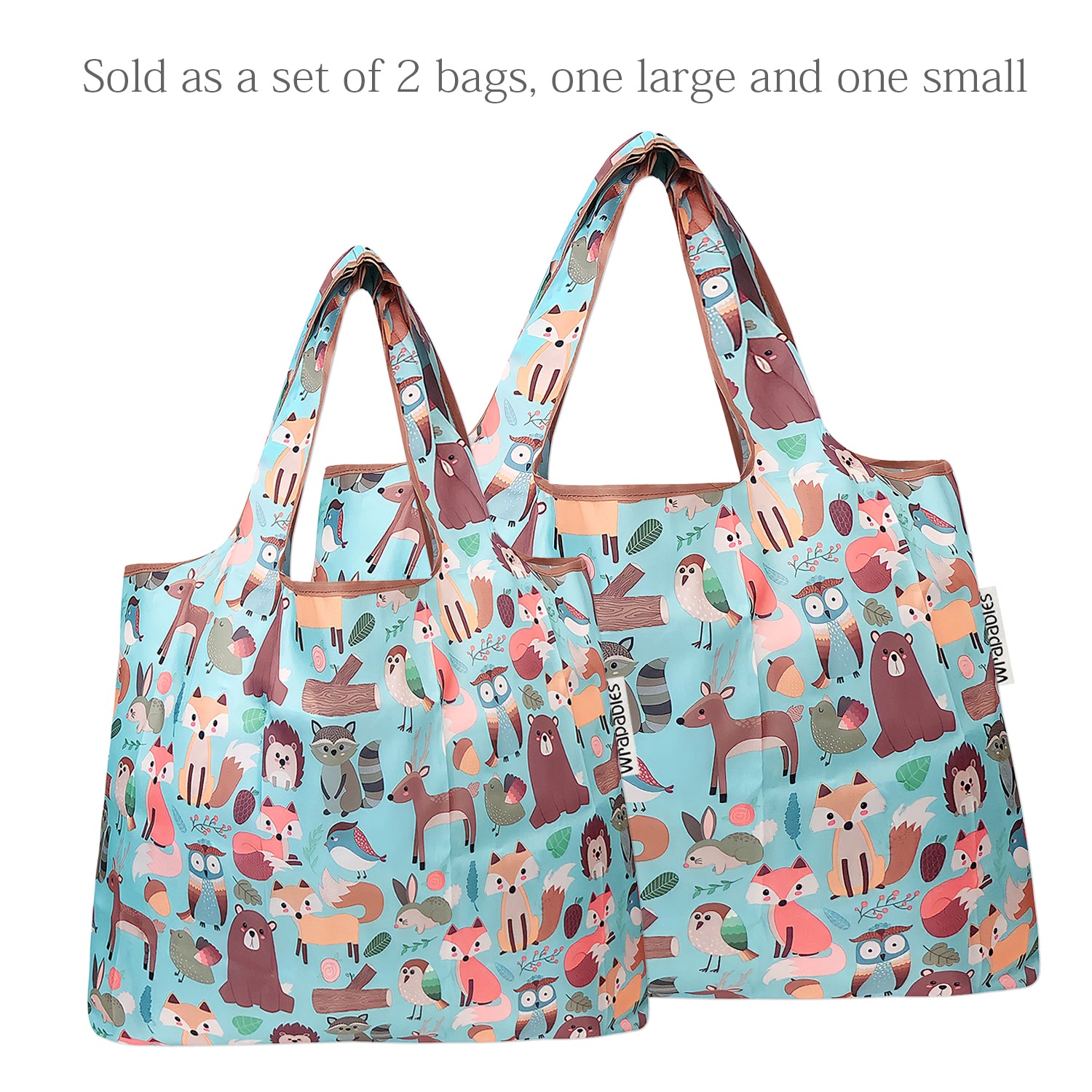 Wrapables Large & Small Foldable Tote Nylon Reusable Grocery Bags, Set of 2