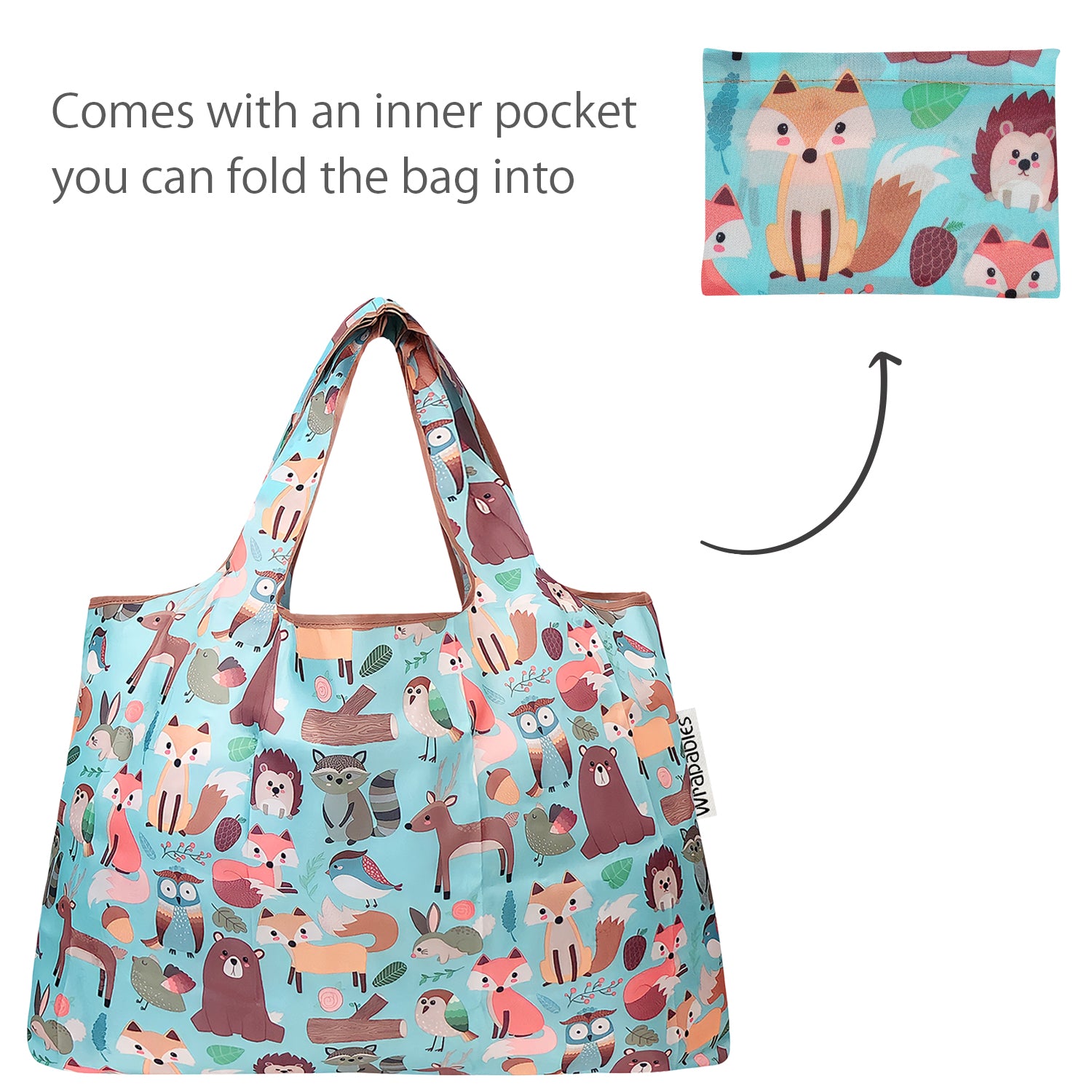 Wrapables Large & Small Foldable Tote Nylon Reusable Grocery Bags, Set of 2