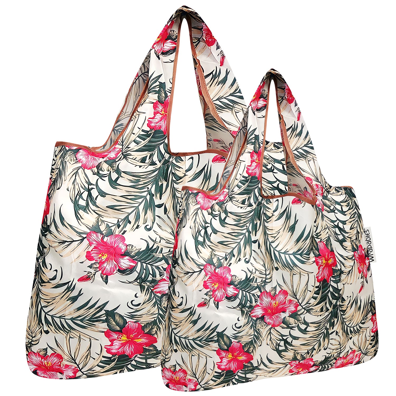 Wrapables Large & Small Foldable Tote Nylon Reusable Grocery Bags, Set of 2