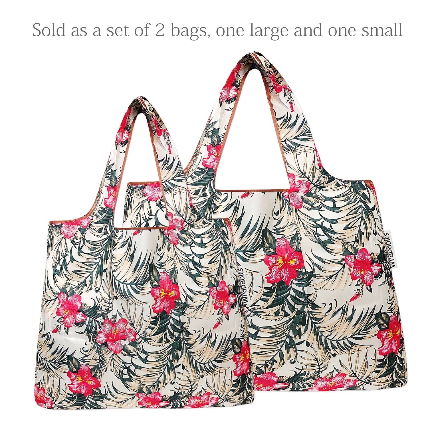 Wrapables Large & Small Foldable Tote Nylon Reusable Grocery Bags, Set of 2