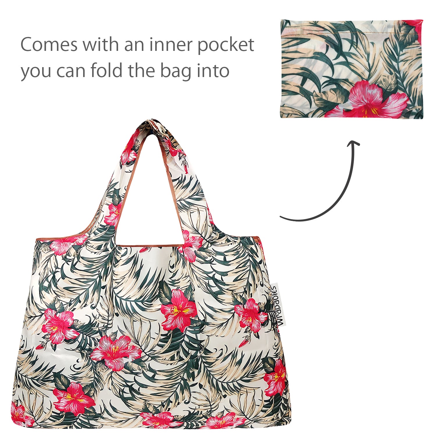 Wrapables Large & Small Foldable Tote Nylon Reusable Grocery Bags, Set of 2