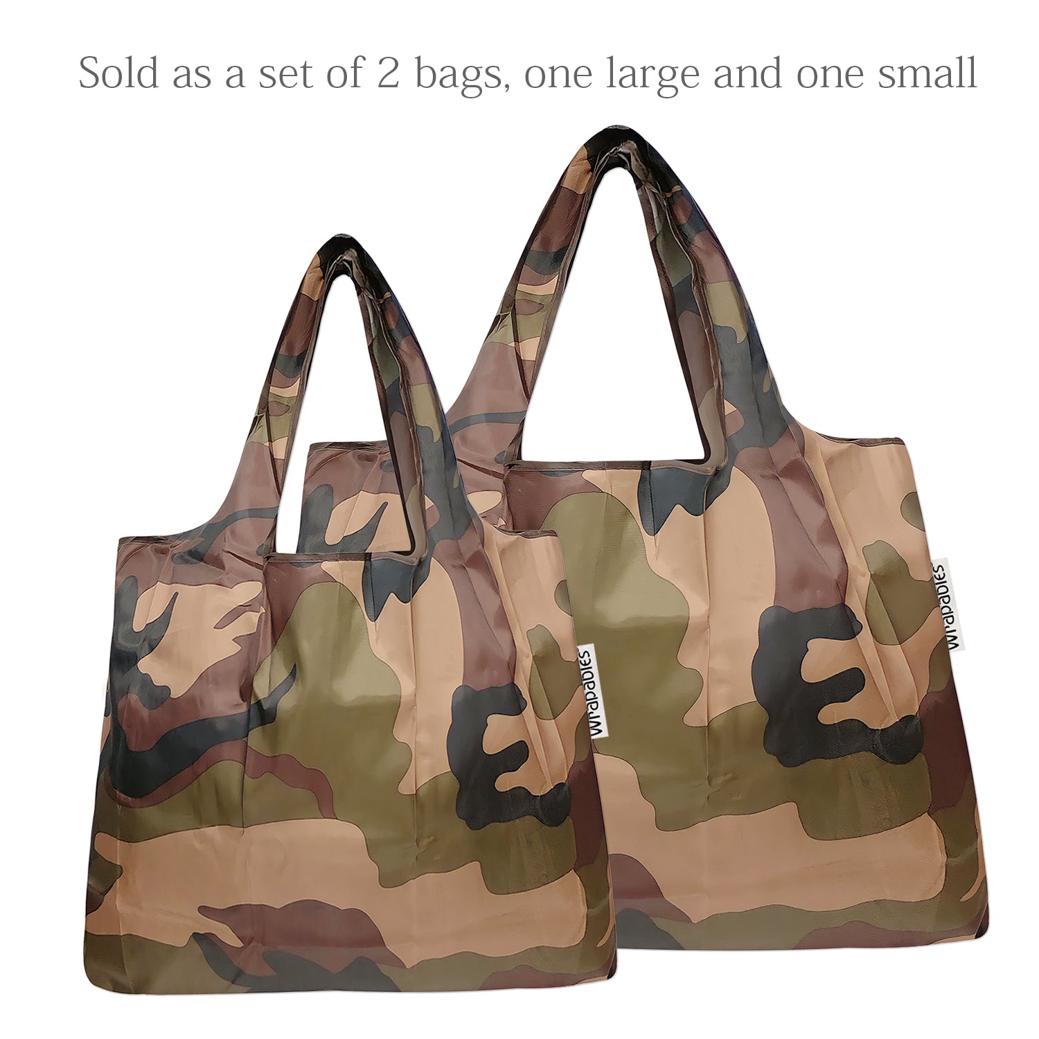 Wrapables Large & Small Foldable Tote Nylon Reusable Grocery Bags, Set of 2