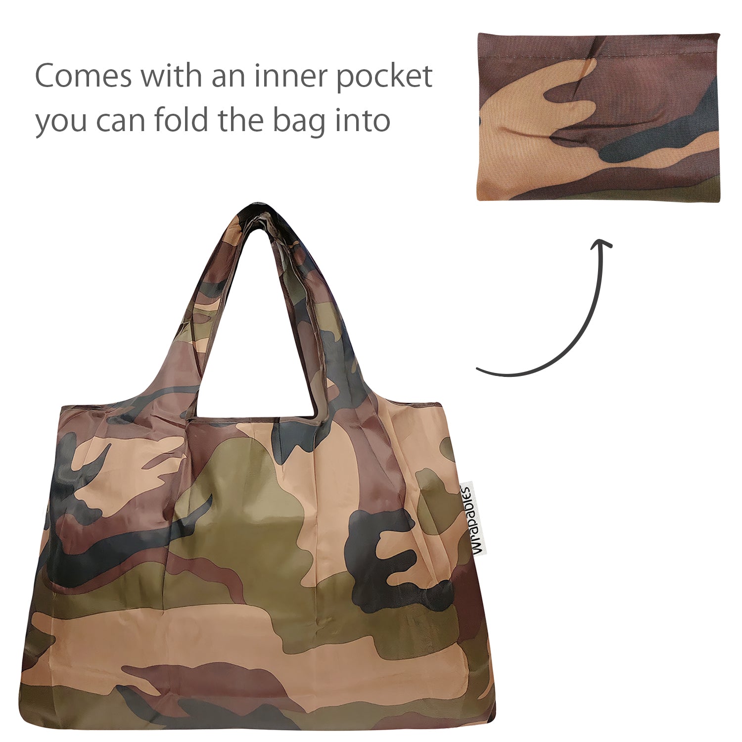 Wrapables Large & Small Foldable Tote Nylon Reusable Grocery Bags, Set of 2