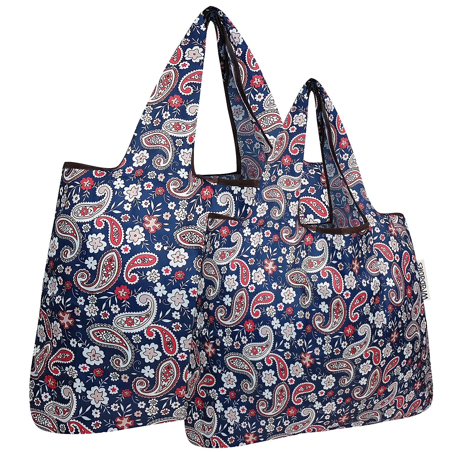 Wrapables Large & Small Foldable Tote Nylon Reusable Grocery Bags, Set of 2