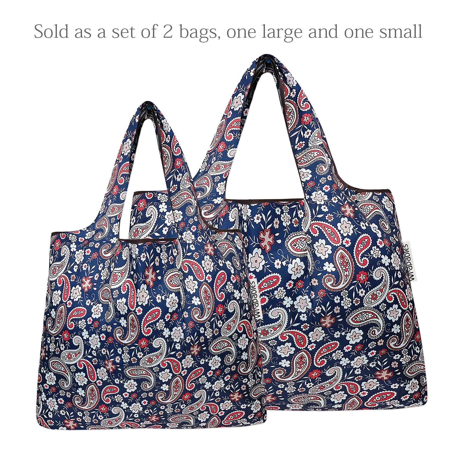 Wrapables Large & Small Foldable Tote Nylon Reusable Grocery Bags, Set of 2