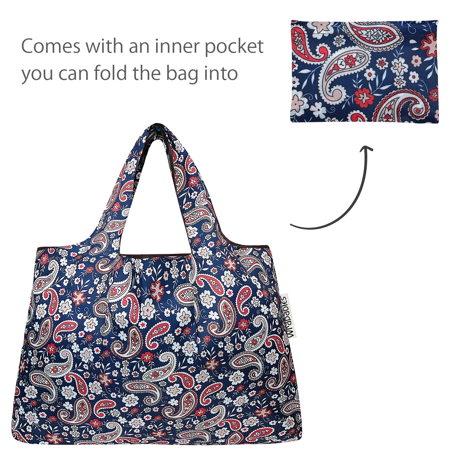 Wrapables Large & Small Foldable Tote Nylon Reusable Grocery Bags, Set of 2