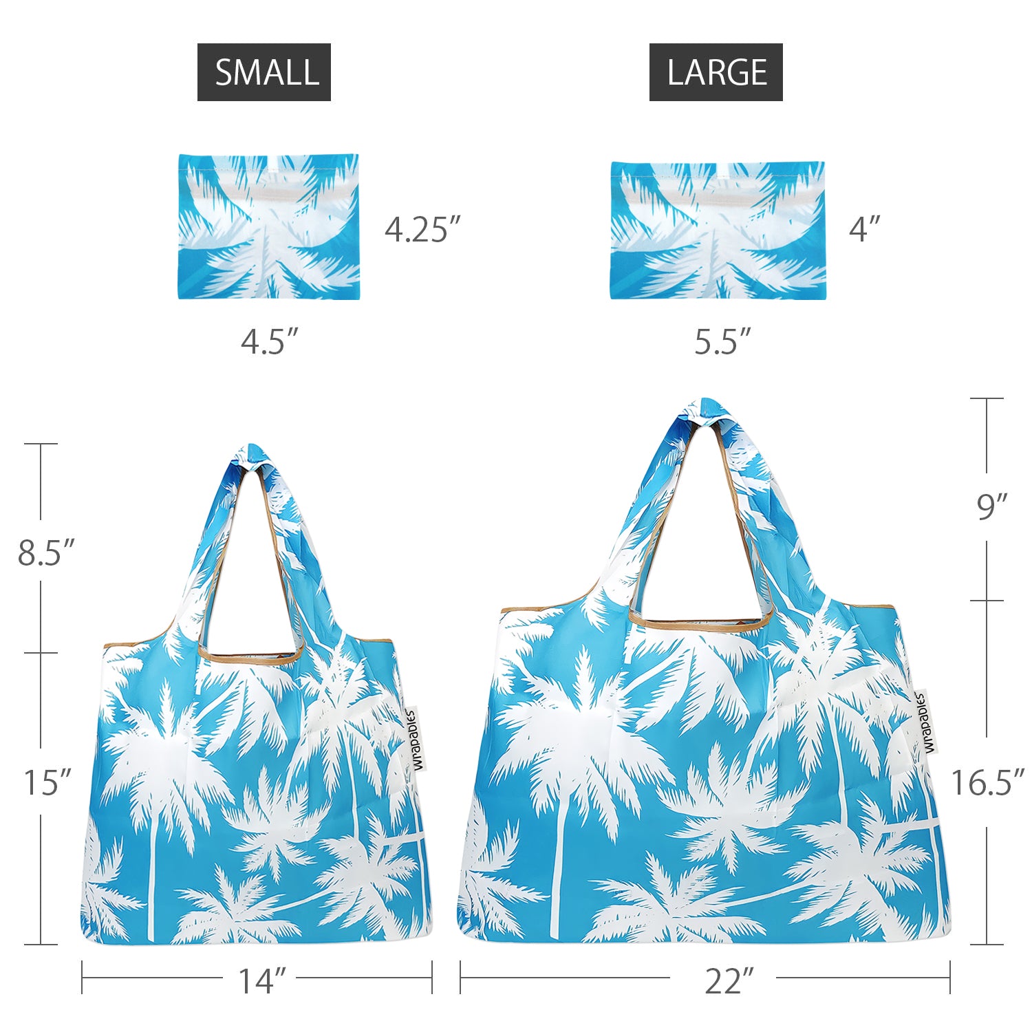 Wrapables Large & Small Foldable Tote Nylon Reusable Grocery Bags, Set of 2