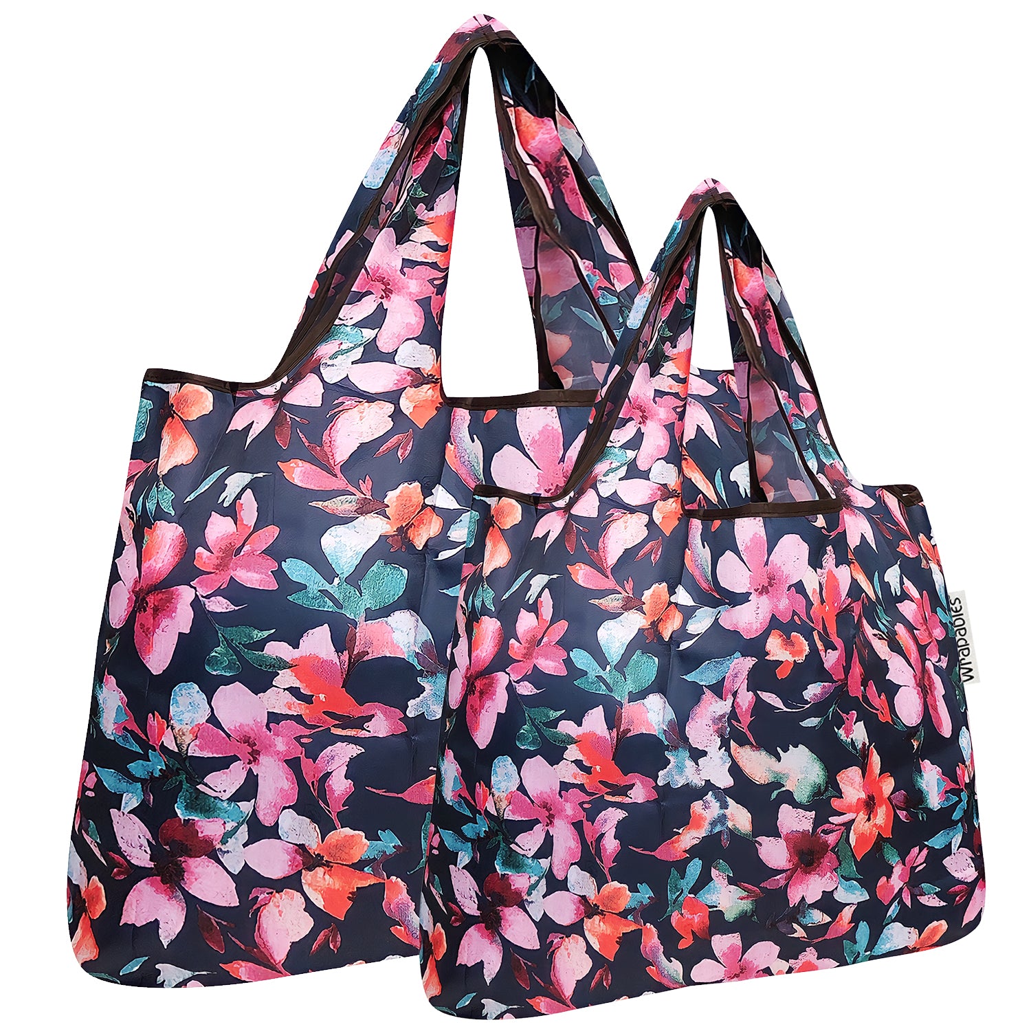 Wrapables Large & Small Foldable Tote Nylon Reusable Grocery Bags, Set of 2