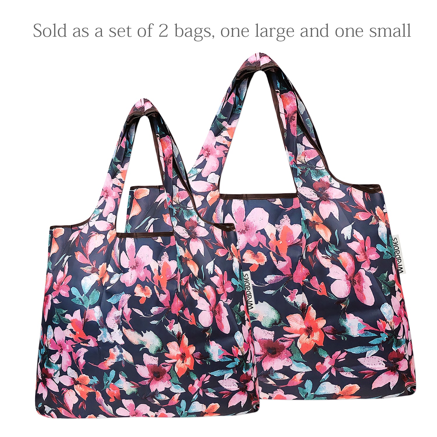 Wrapables Large & Small Foldable Tote Nylon Reusable Grocery Bags, Set of 2