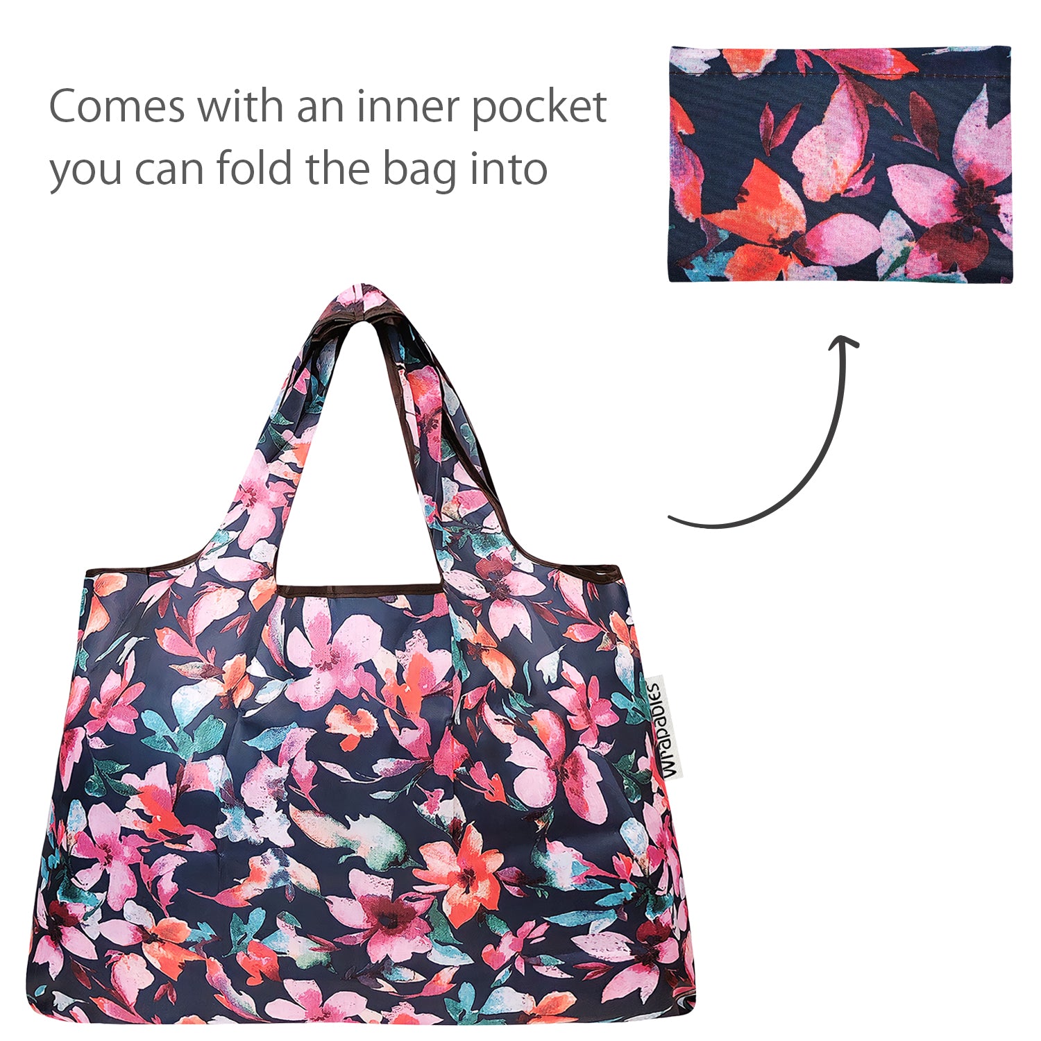 Wrapables Large & Small Foldable Tote Nylon Reusable Grocery Bags, Set of 2