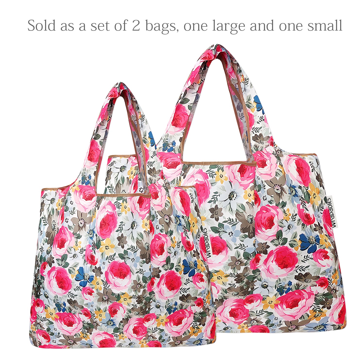 Wrapables Large & Small Foldable Tote Nylon Reusable Grocery Bags, Set of 2