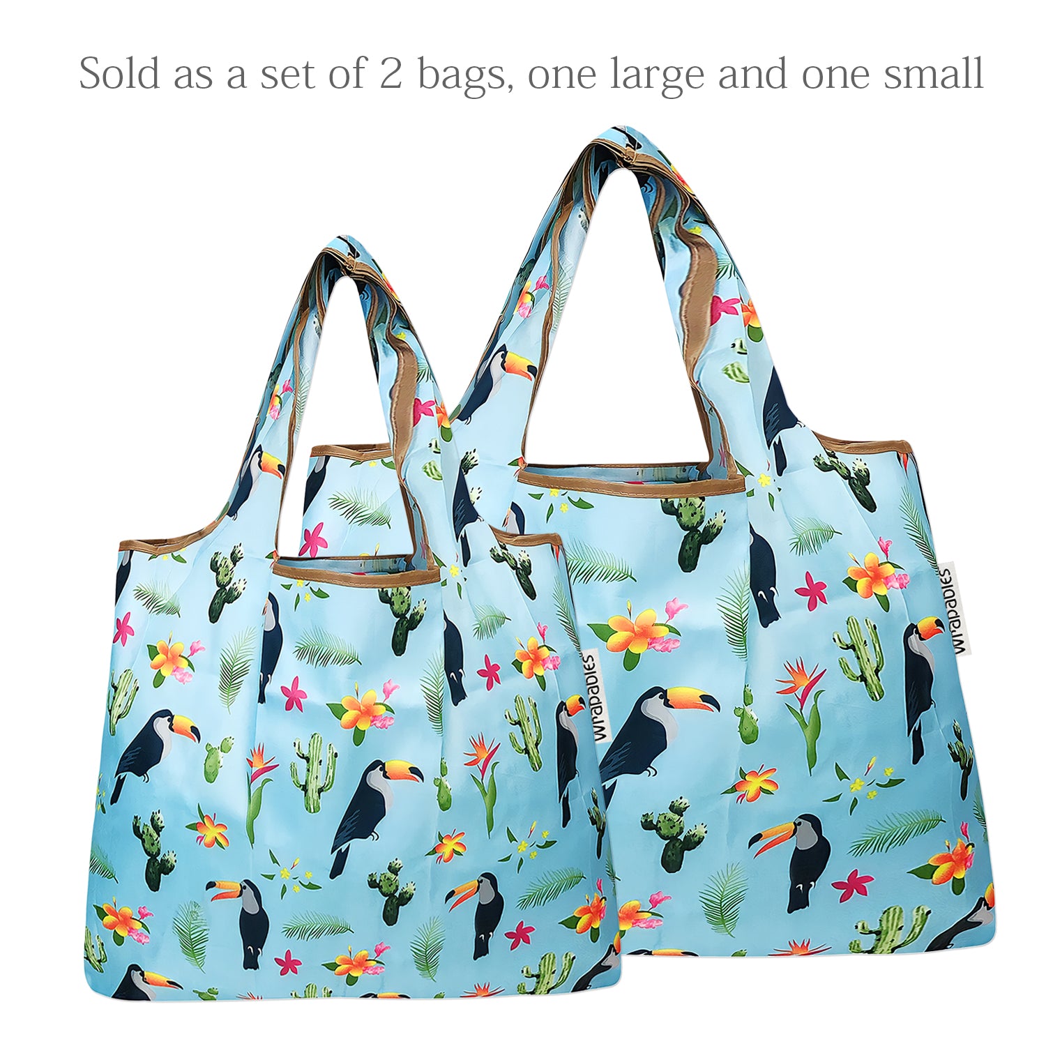 Wrapables Large & Small Foldable Tote Nylon Reusable Grocery Bags, Set of 2