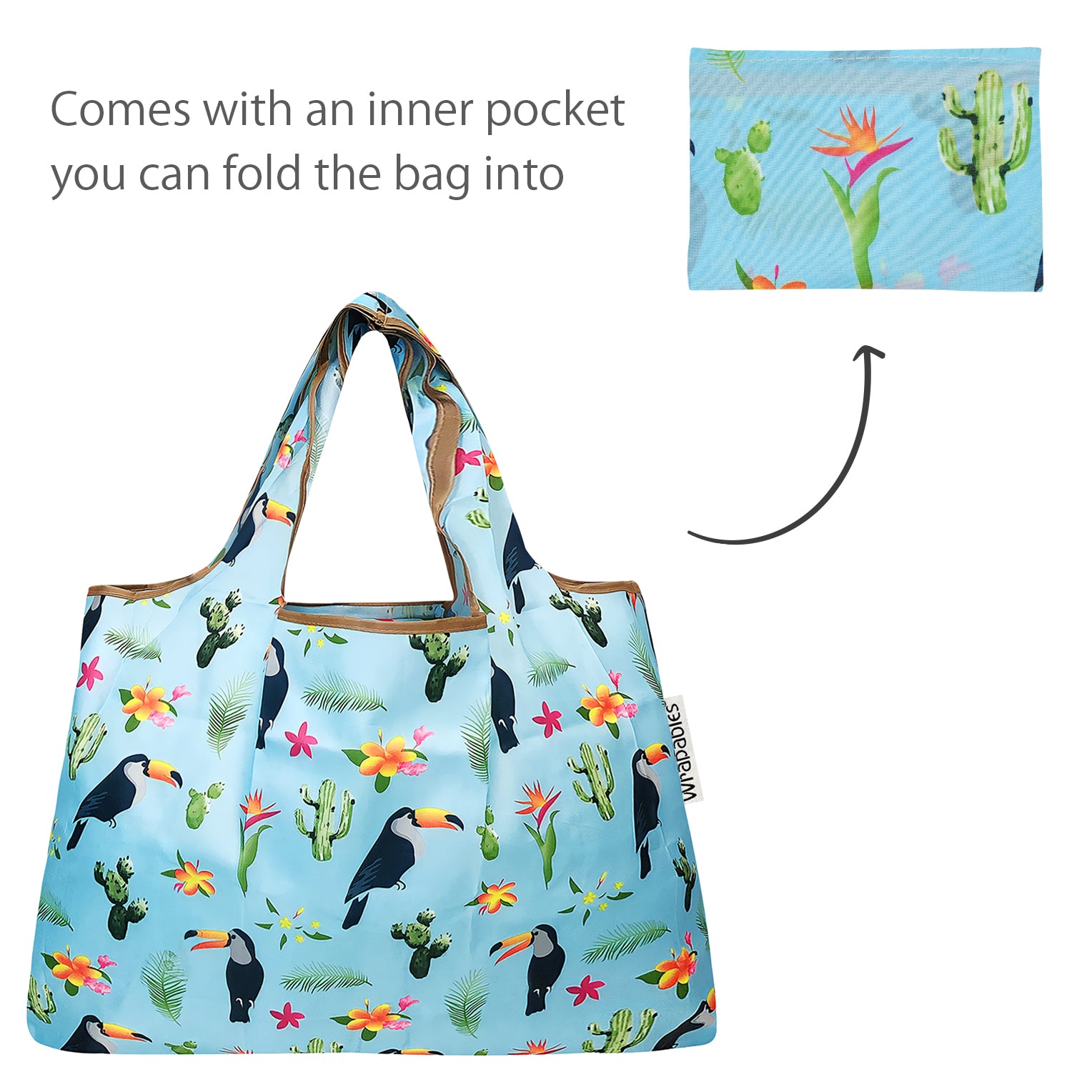 Wrapables Large & Small Foldable Tote Nylon Reusable Grocery Bags, Set of 2