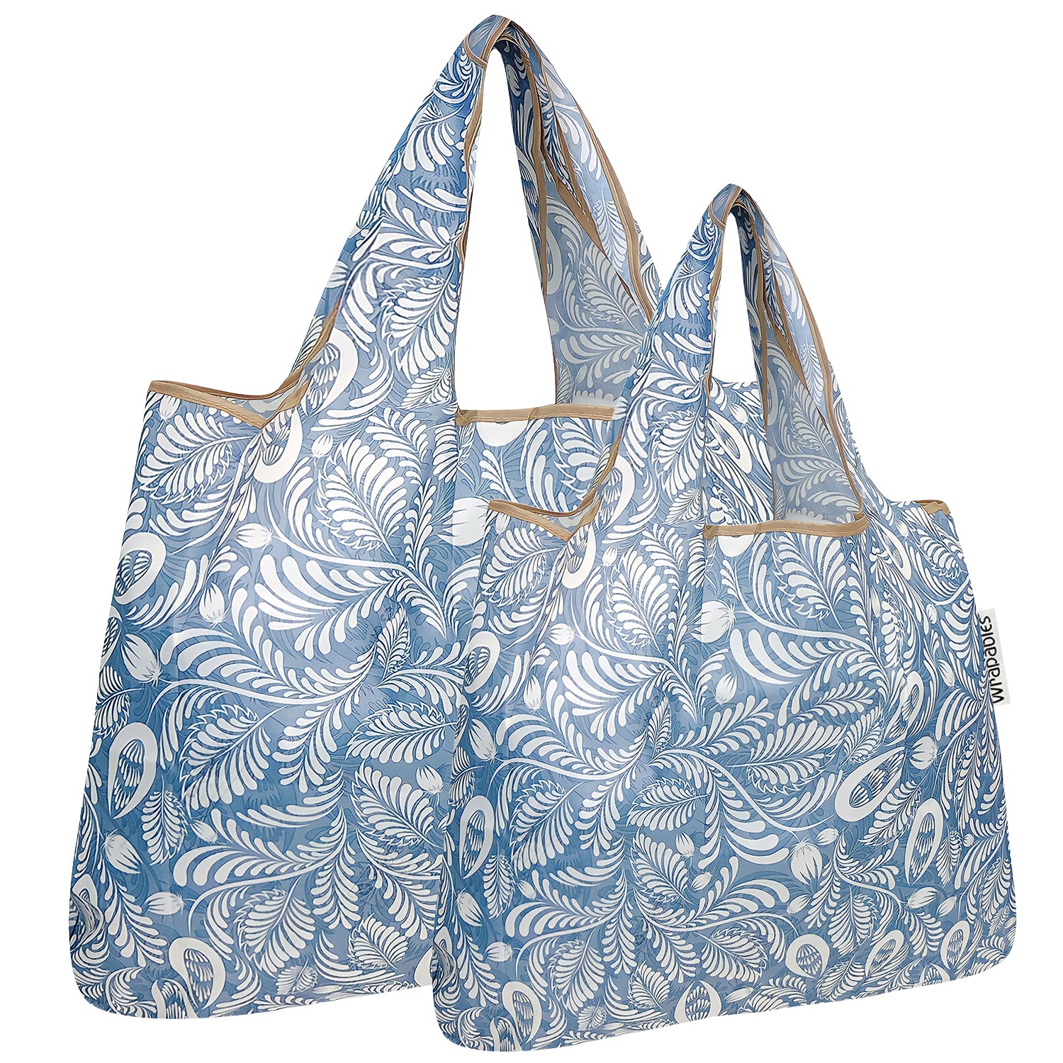 Wrapables Large & Small Foldable Tote Nylon Reusable Grocery Bags, Set of 2