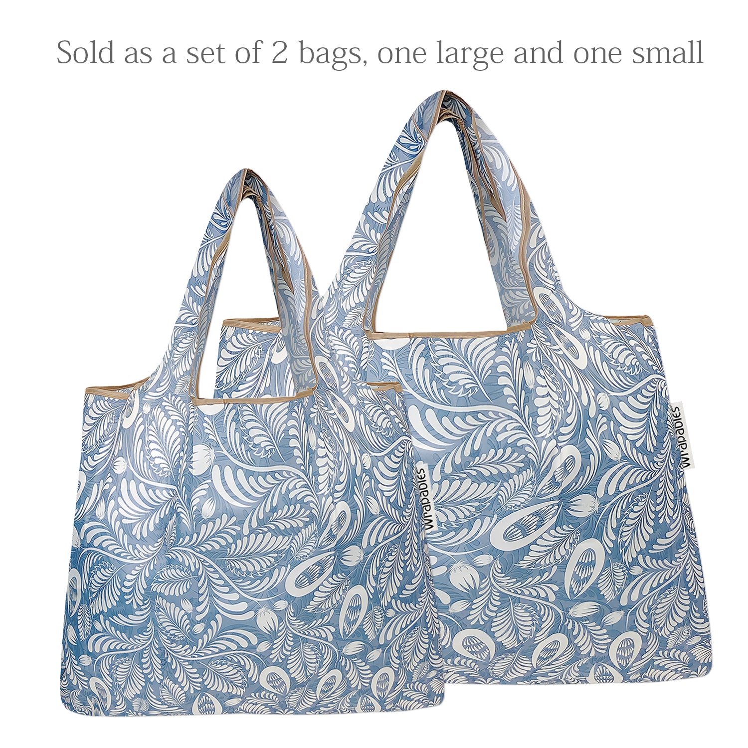 Wrapables Large & Small Foldable Tote Nylon Reusable Grocery Bags, Set of 2