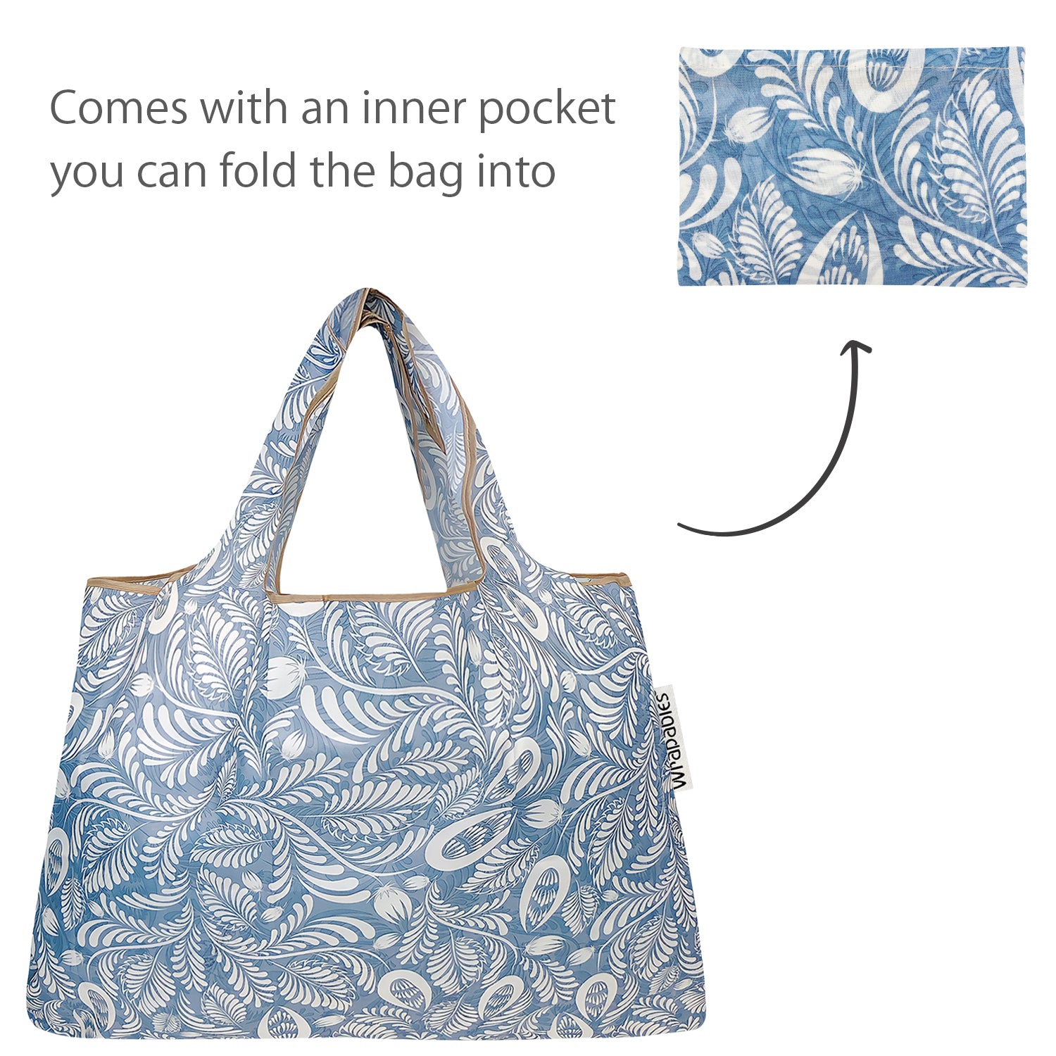 Wrapables Large & Small Foldable Tote Nylon Reusable Grocery Bags, Set of 2