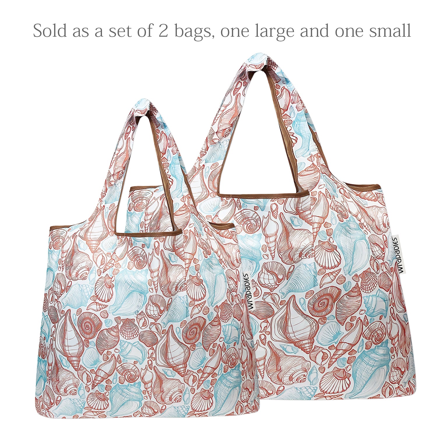 Wrapables Large & Small Foldable Tote Nylon Reusable Grocery Bags, Set of 2
